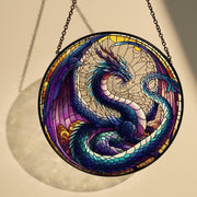Dragon Mythical GLASS SUNCATCHER, Dragon Glass Art Window Hanging, Mythical Creature Home Decor, Fantasy Indoor Decor, Gothic Decor