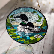 Loon bird couple GLASS Hanging, Bird Lover Decor, Bird Nerd, Home Decor, Loon bird Decor, Bird glass hanging, Mother's day gift 2025