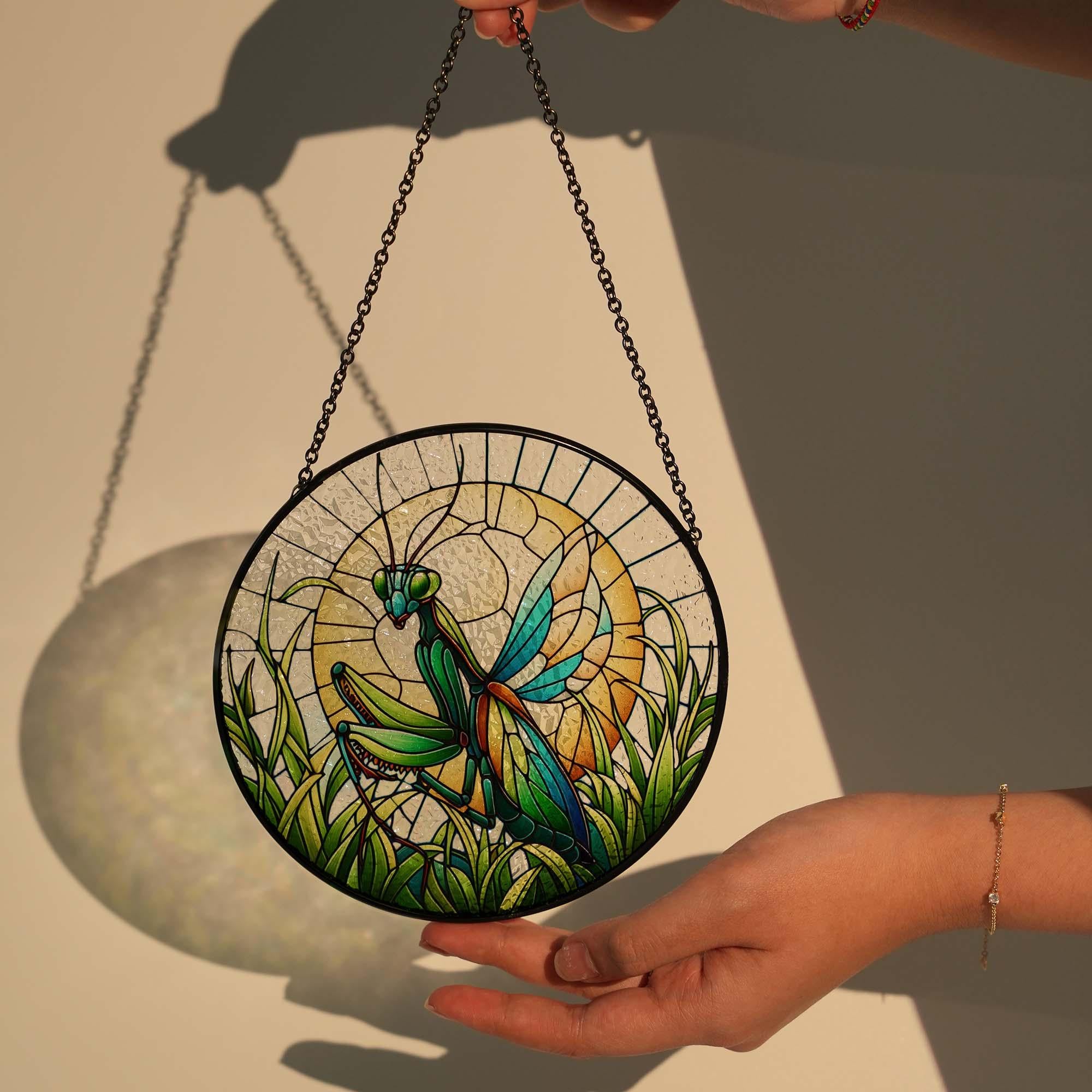 Praying Mantis GLASS Window Decor, Translucent Decor, Insect glass window hanging, vibrant Decor Gift, praying mantis glass, Insect lover
