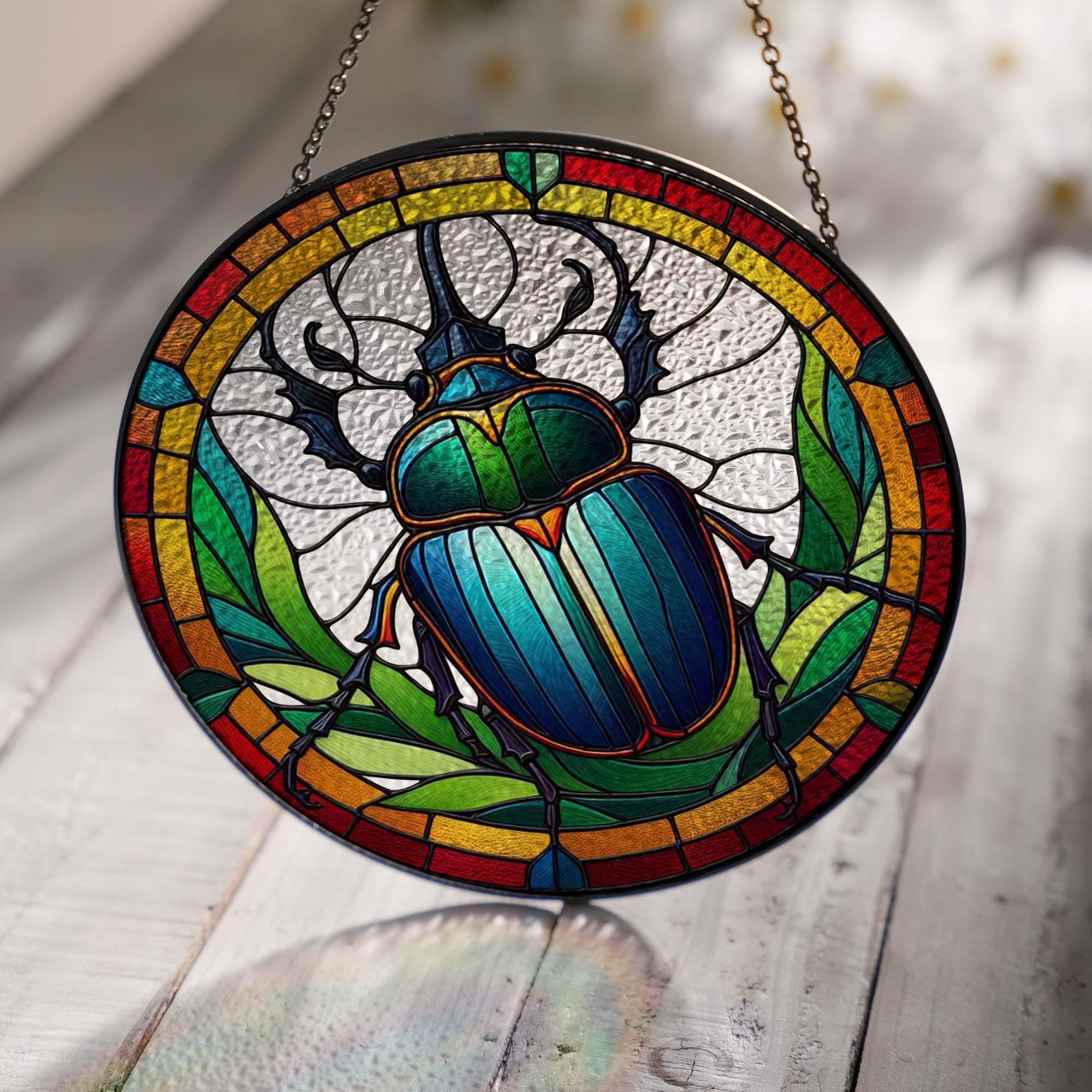 Beetle GLASS Window Decor, Translucent Decor, Insect glass window hanging, Beetle vibrant Decor Gift, Beetle Suncatcher, Insect lover gift