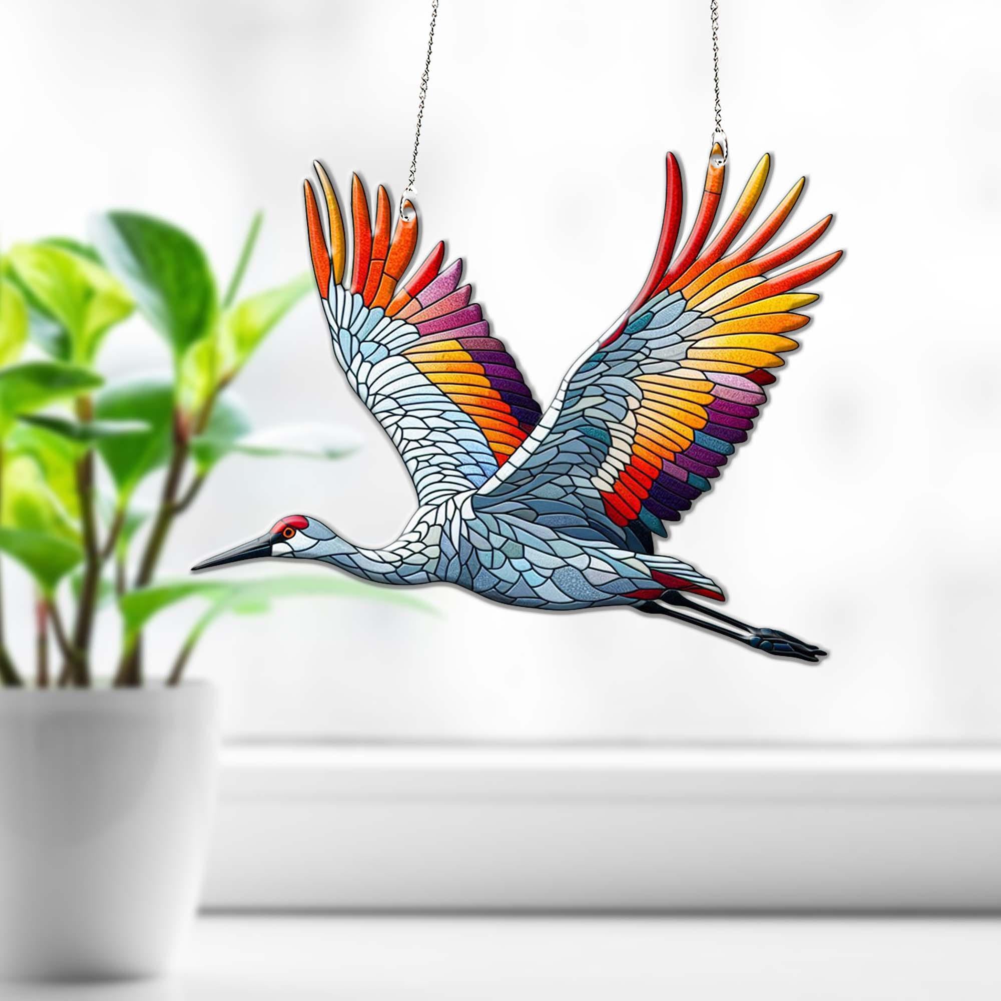 Flying Sandhill crane Acrylic Window Hanging, Bird lovers gift, Bird Nerds, Bird watching gift, Not Suncatcher, sandhill crande decor