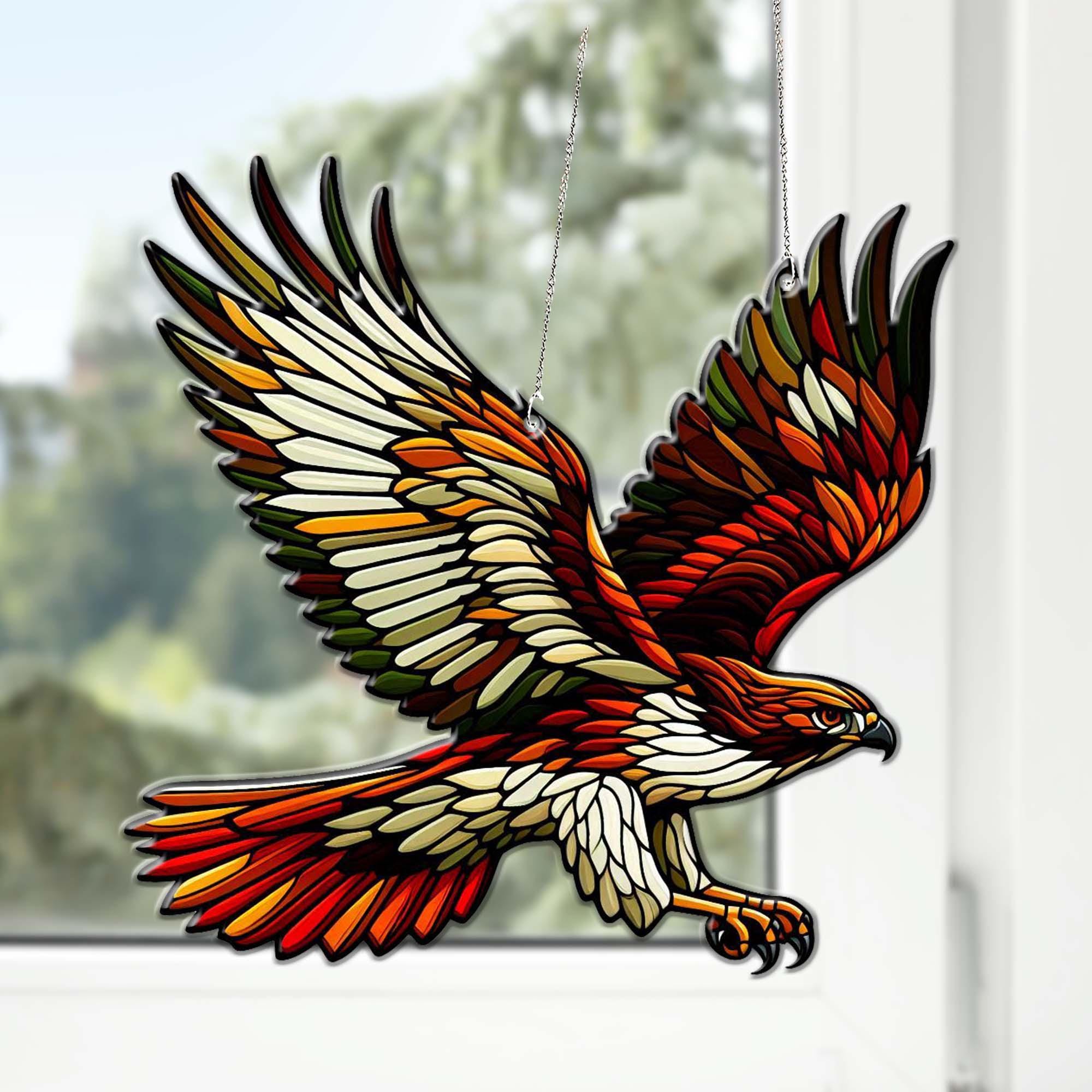 Flying Red-Tailed Hawk ACRYLLIC Window Hanging, Fyling Bird Decor, Bird Nerd, Bird Watching Decor, Bird Lover Gift, Bird Nerd, Window Decor