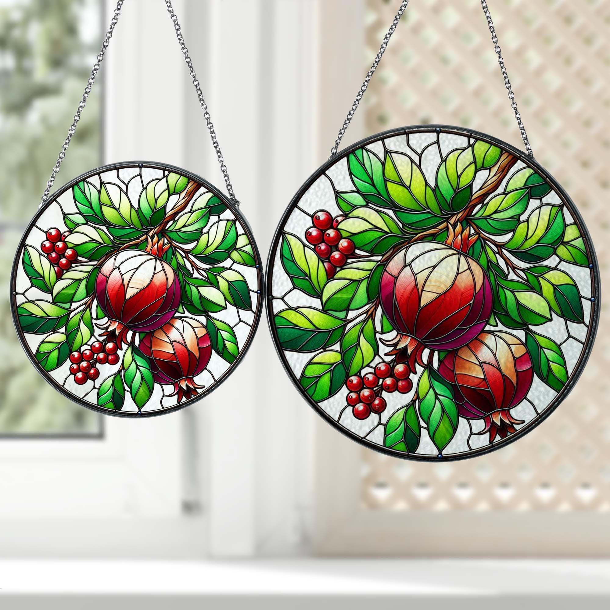Pomegranate GLASS Decor, Pomegranate Lover Decor, yard Decor, Fruit Suncatcher, Fruit Window Art, Gift For Mom, Mother's day 2025