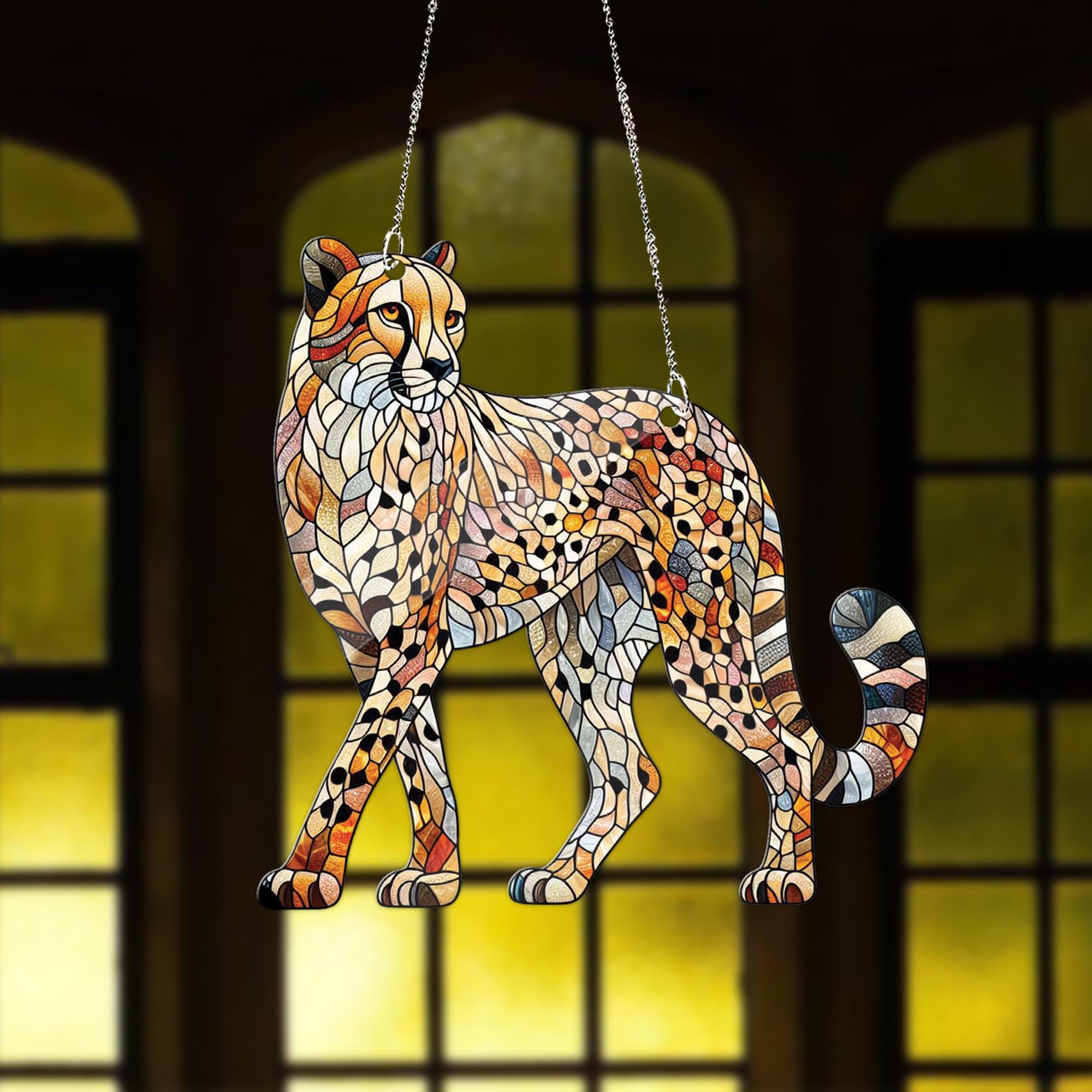 Cheetah Acrylic Window Hangings, cheetah hanging, NOT suncatcher, Gift For Her, Animal lover, wildlife nature decor