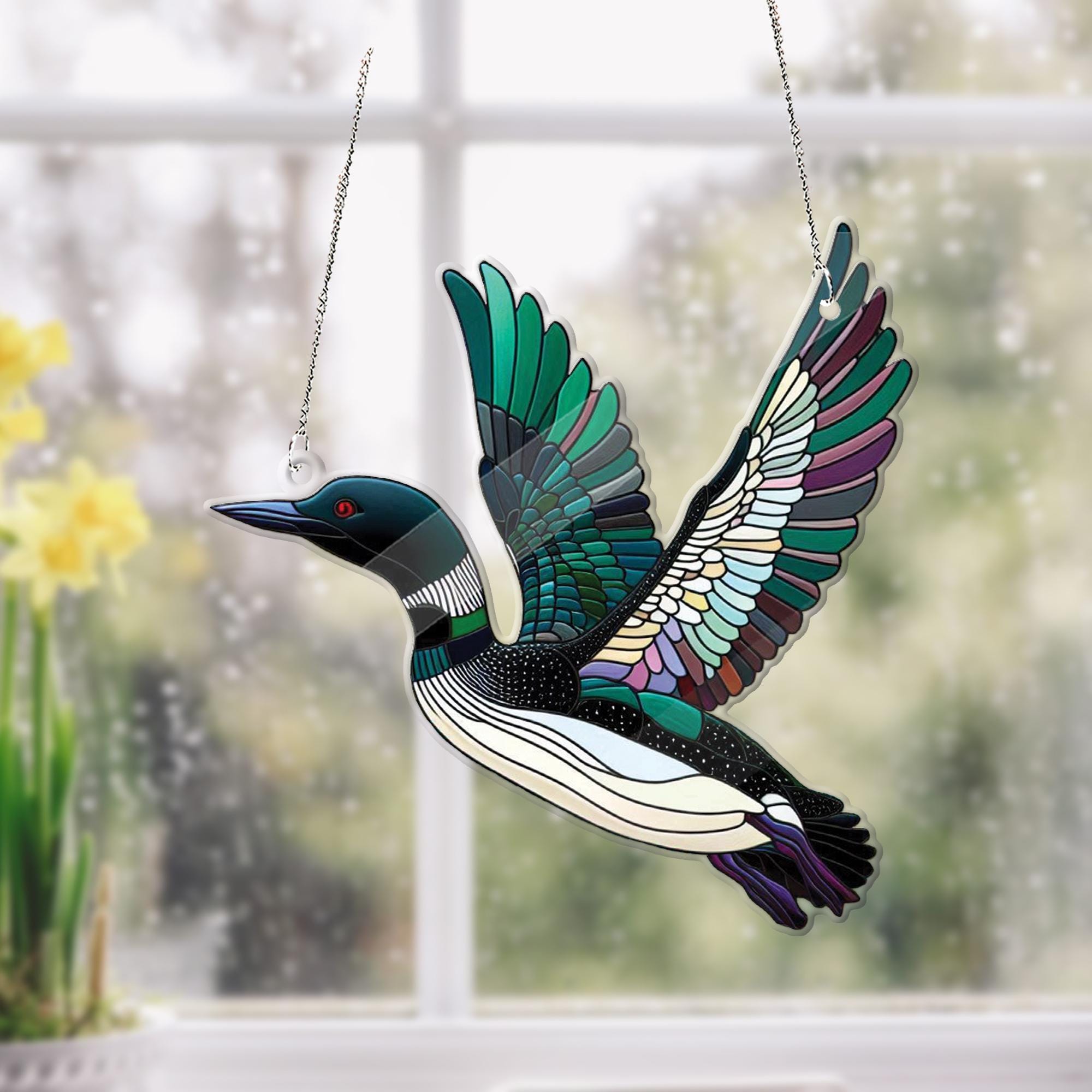Flying Loon Bird ACRYLIC Window Hanging, Wall Art, acrylic Window Hanging, Bird lovers, Kitchen decoration, Bird nerd, Not suncatcher
