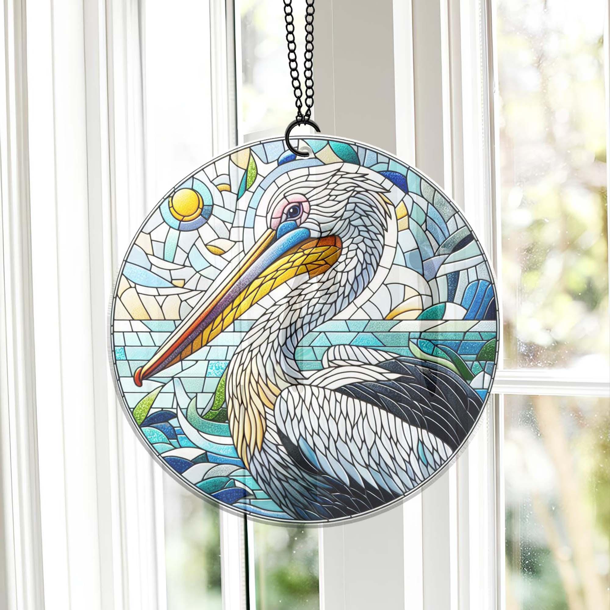 Pelican Suncatcher Ornament, Pelican lovers, Pelican Suncatcher decor, Gift for dad, Bird nerd,  NOT glass, Ocean animal, Kitchen decor