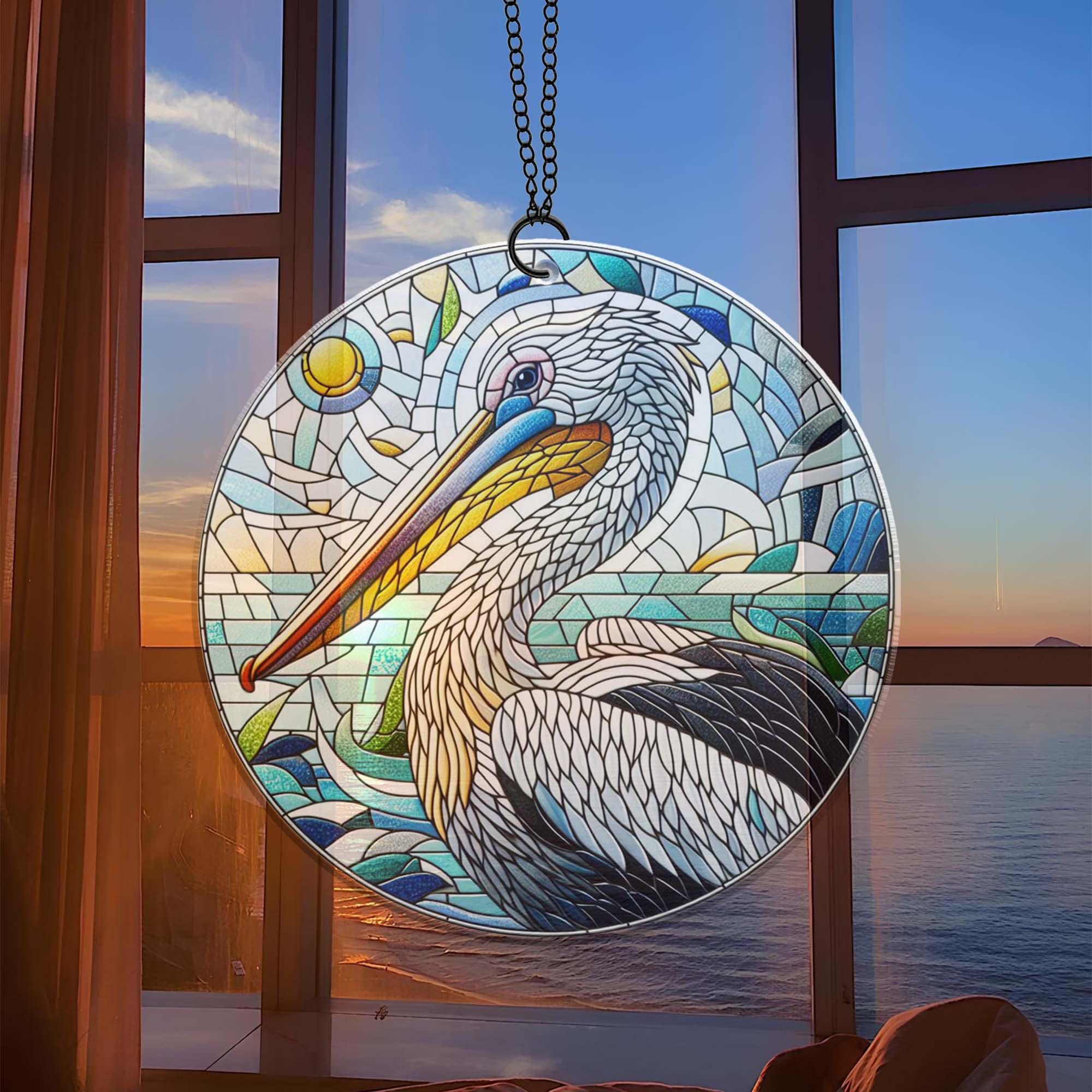 Pelican Suncatcher Ornament, Pelican lovers, Pelican Suncatcher decor, Gift for dad, Bird nerd,  NOT glass, Ocean animal, Kitchen decor