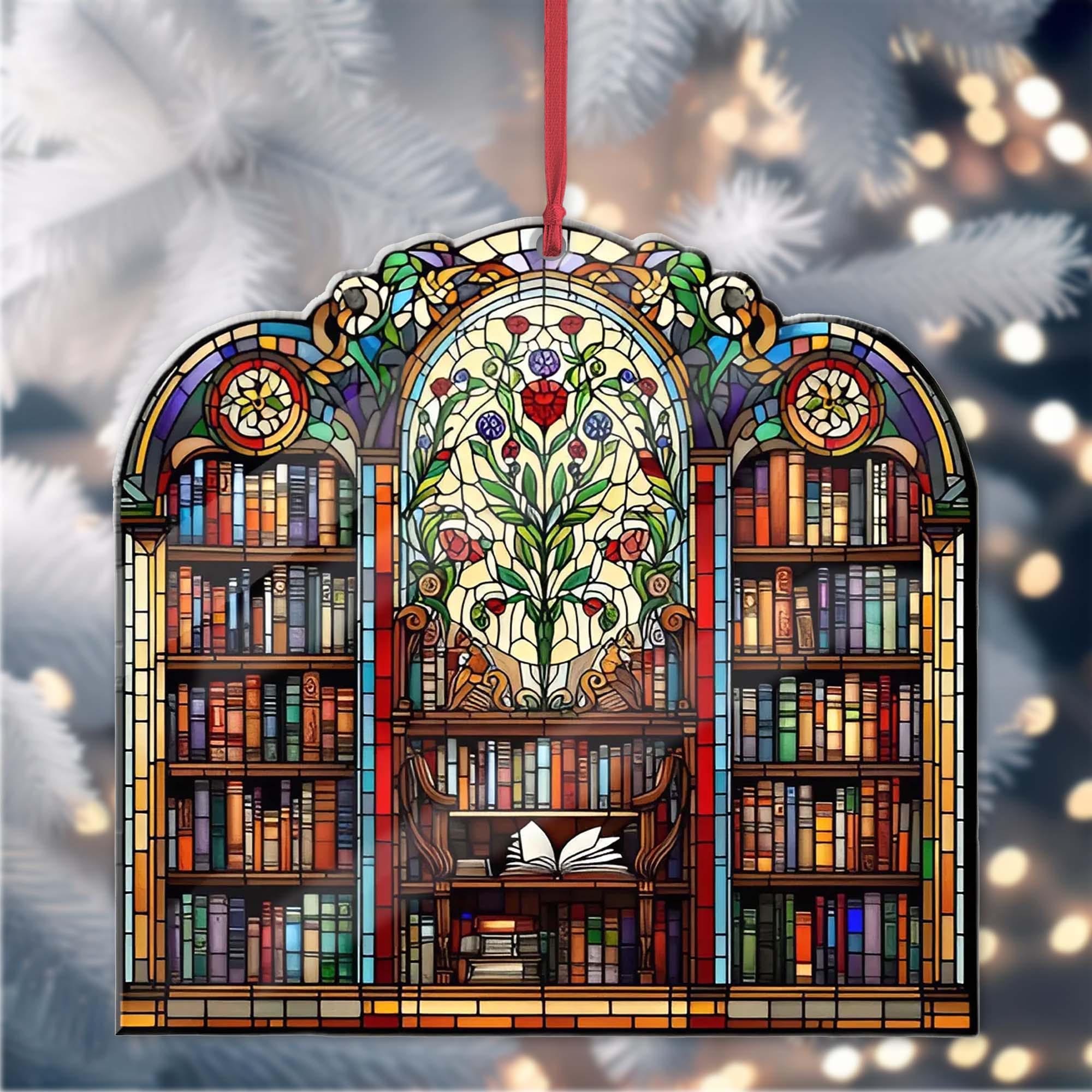 Library Bookshelf Christmas ornament, Book lovers gift, Librarian gift, Christmas hanging, Perfect gift for Teacher, Book nerd gift
