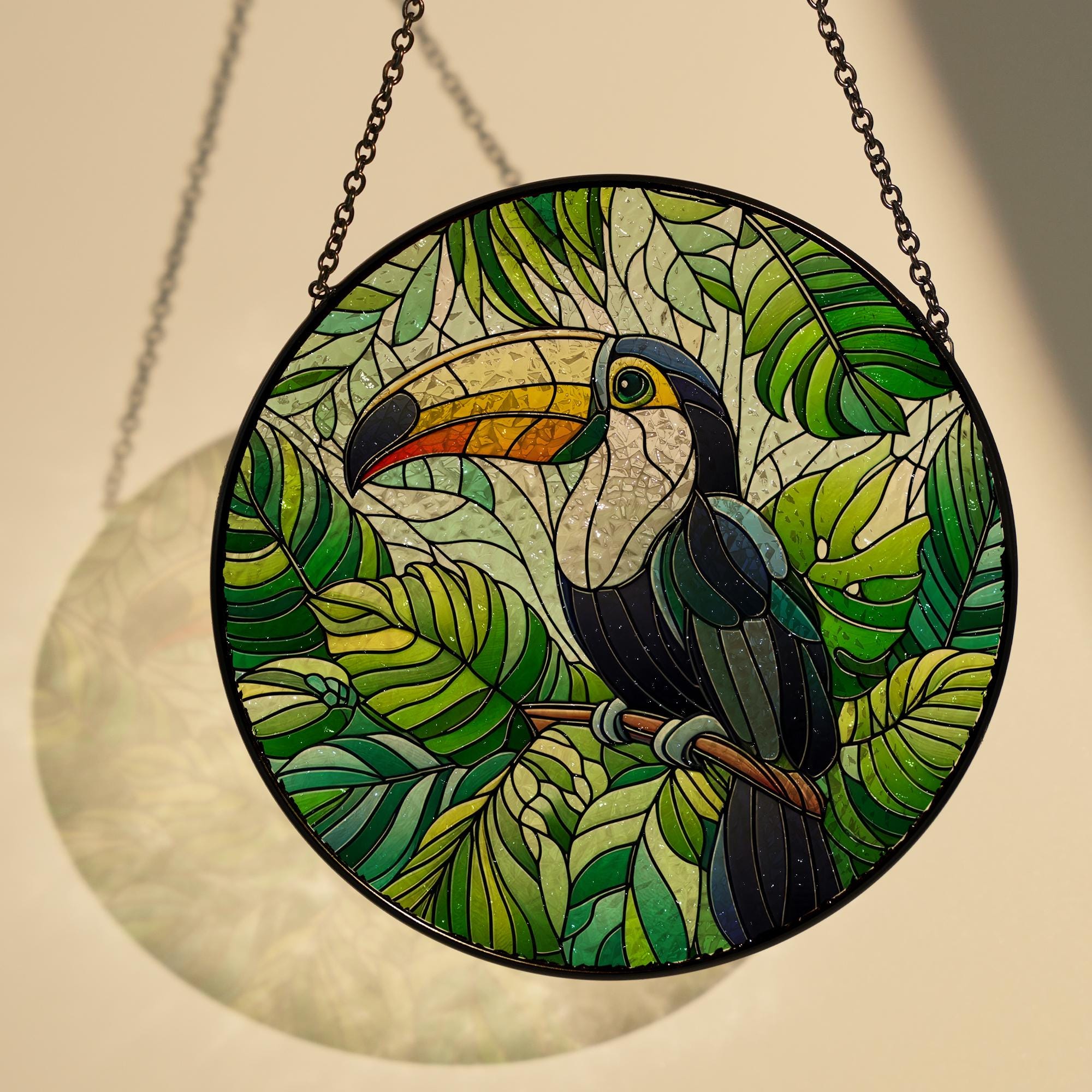 Tropical Toucan Bird GLASS Window Hanging, Bird Window hanging, Toucan Bird ornament, Bird Suncatcher, Toucan bird lover