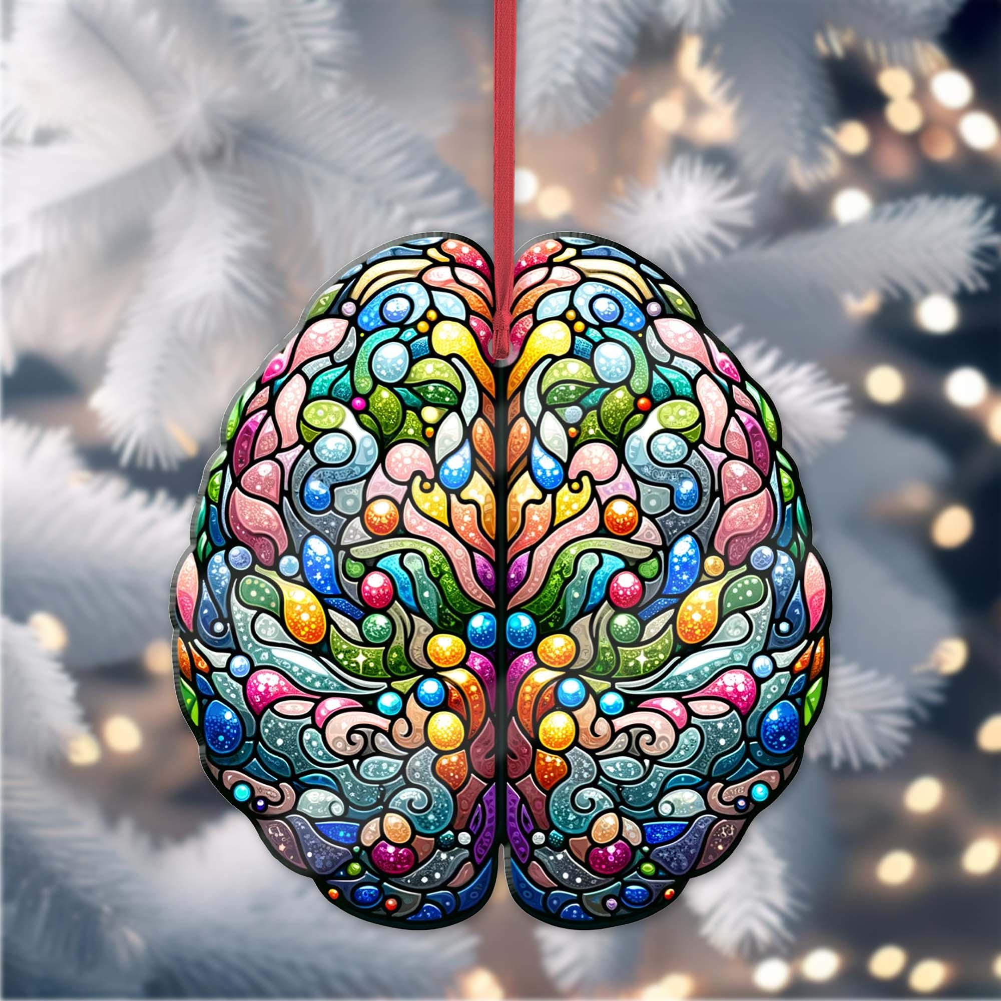 Aesthetic Anatomical Brain Christmas Ornament, Anatomical Brain, Psycology Gift,  perfect gift for student, science lover gift