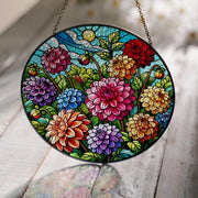 Dahlia Flowers GLASS Decor, Flower Lover Decor, Dahlia Flower Decor, Yard Decor, Flower Gift, Gift For Mom,Mom Decor,Flower Suncatcher