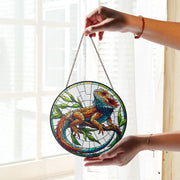 Bearded Dragon on branch GLASS Suncatcher Hanging, bearded dragon lover, Window hanging, Dragon Suncatcher ornament, Mother's day 2025