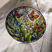 Lily Of Valley With Butterflies GLASS, Natural Window Decor, Flower Lover Decor, Lily Of Valley Gift, Yard Decor, Flower Suncatcher