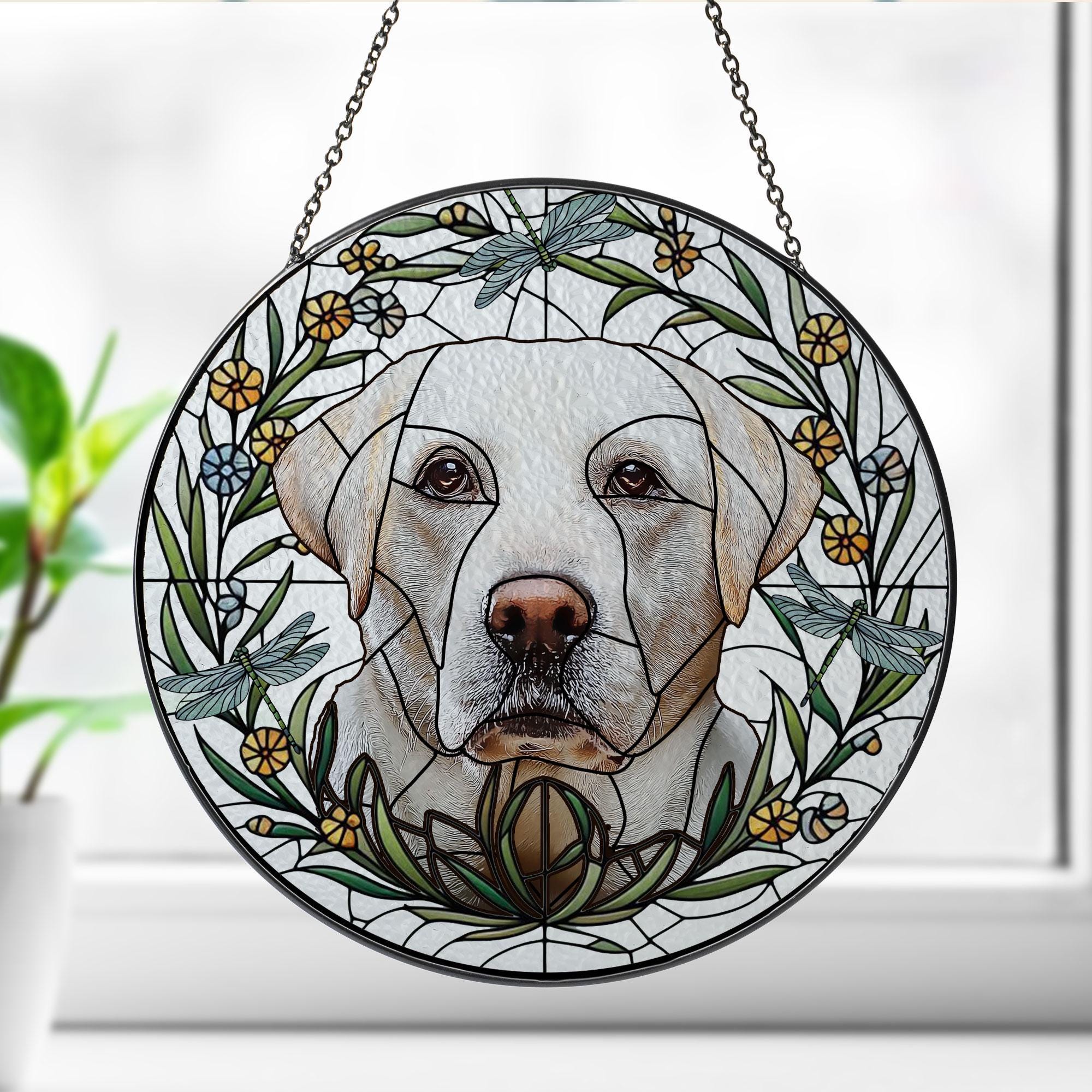 Mother's day special gift 2025 - Custom Dog Portrait Glass Suncatcher, Glass Dog Memorial, Custom Dog Portrait from Photo, glass dog