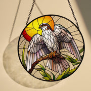 Falcon on branch GLASS Hanging, Bird Lover Decor, Bird Nerd, Home Decor, Bird Suncatcher Decor, Falcon bird Decor, bird feeder