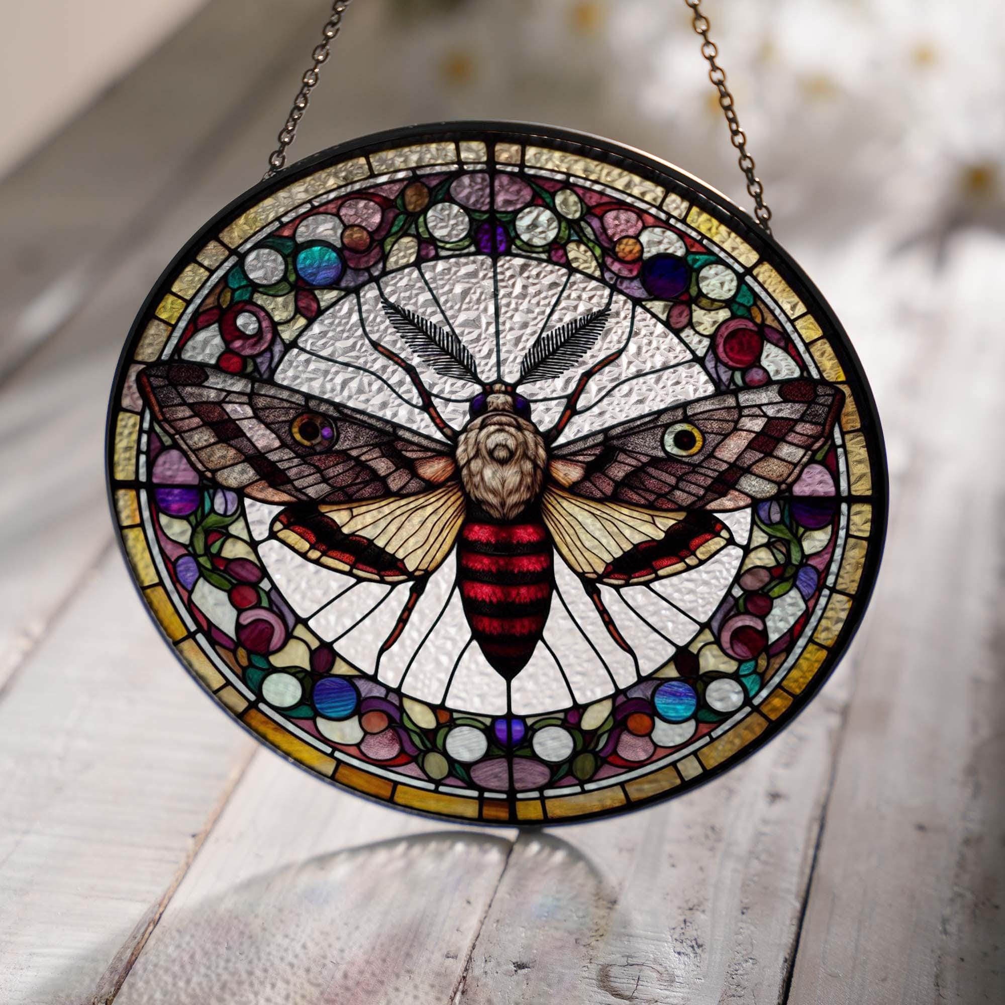 Moth GLASS Window Decor, Translucent Decor, Insect glass window hanging, Moth gothic Suncatcher, dark academia, Insect lover gift