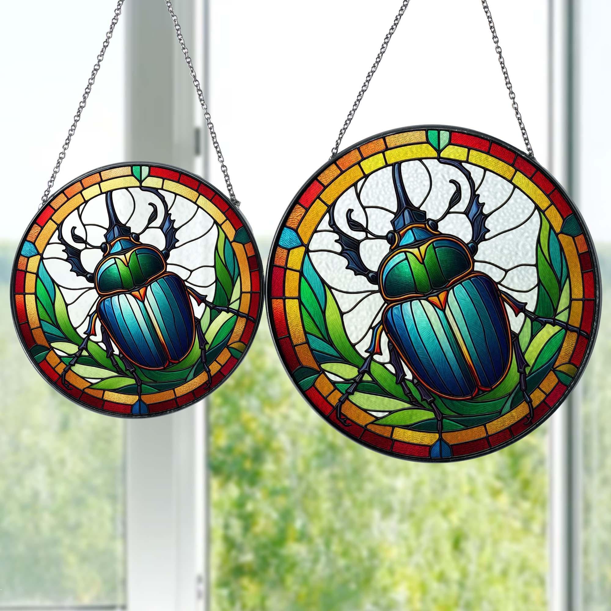 Beetle GLASS Window Decor, Translucent Decor, Insect glass window hanging, Beetle vibrant Decor Gift, Beetle Suncatcher, Insect lover gift
