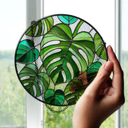 Mother's day gift set 2025- Monstera Plant GLASS Decor, Monstera Plant Lover Decor, Plant Lady Decor, Plant Mom Decor,Plant Suncatcher