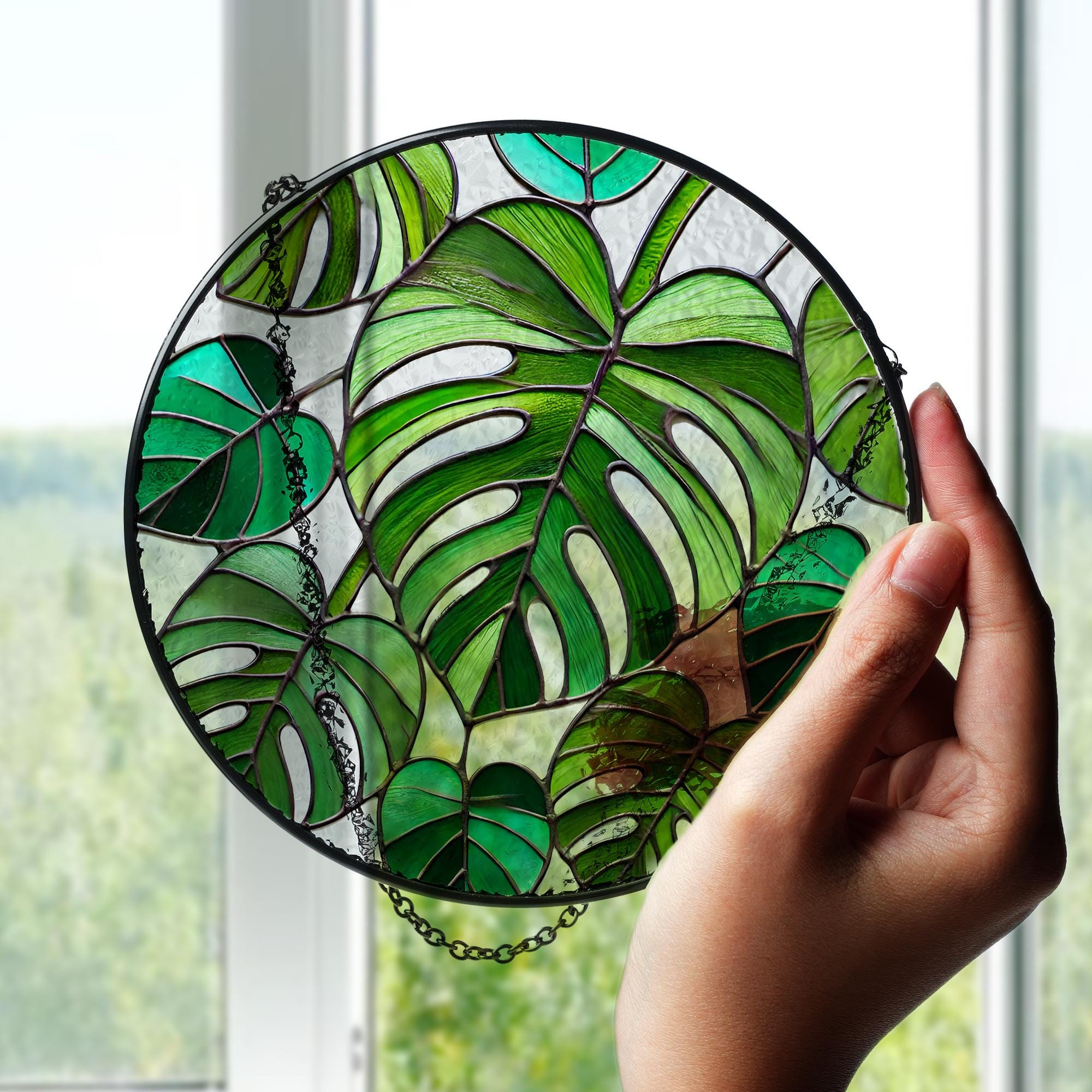 Mother's day gift set 2025- Monstera Plant GLASS Decor, Monstera Plant Lover Decor, Plant Lady Decor, Plant Mom Decor,Plant Suncatcher