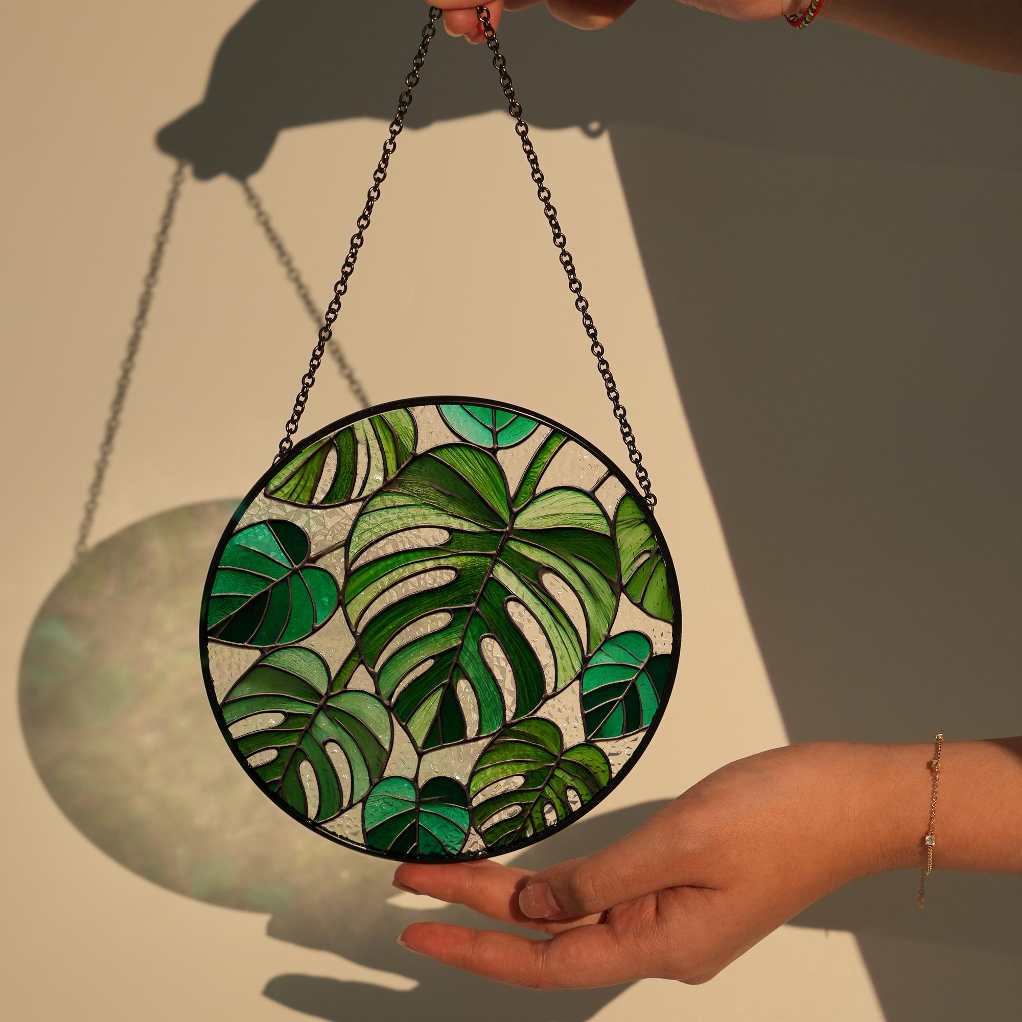 Mother's day gift set 2025- Monstera Plant GLASS Decor, Monstera Plant Lover Decor, Plant Lady Decor, Plant Mom Decor,Plant Suncatcher