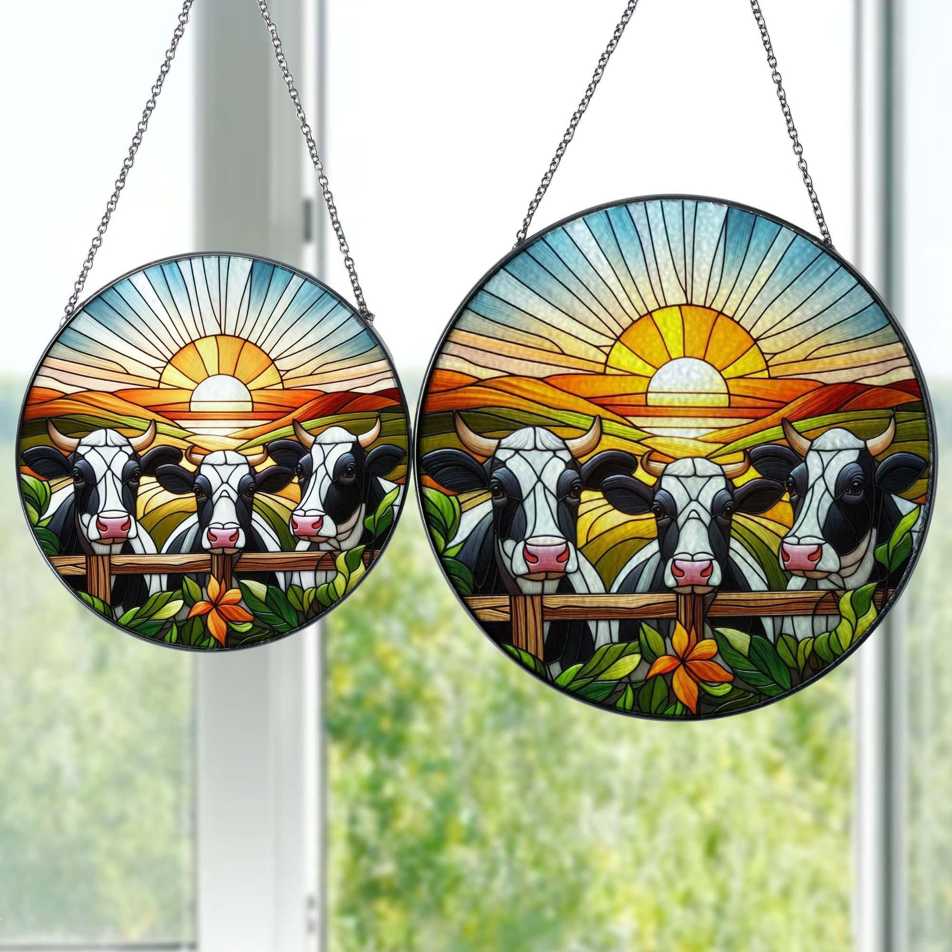 3 Cows Peeking GLASS Suncatcher Hanging,cow lovers, Window hanging, farm house decor, Farm sign, Farm animal, Funny cow