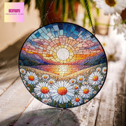 Daisy Flower GLASS Suncatcher Hanging, Birth Month Flower glass, Window hanging, Suncatcher ornament,Mother's day gift set 2025
