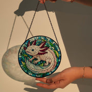 Axolotl GLASS Window hanging, Axolotl Decor, Axolotl Mom Decor, Axolotl Lover Gift, Gift For Axolotl Mom, Window hanging, pet owner gift