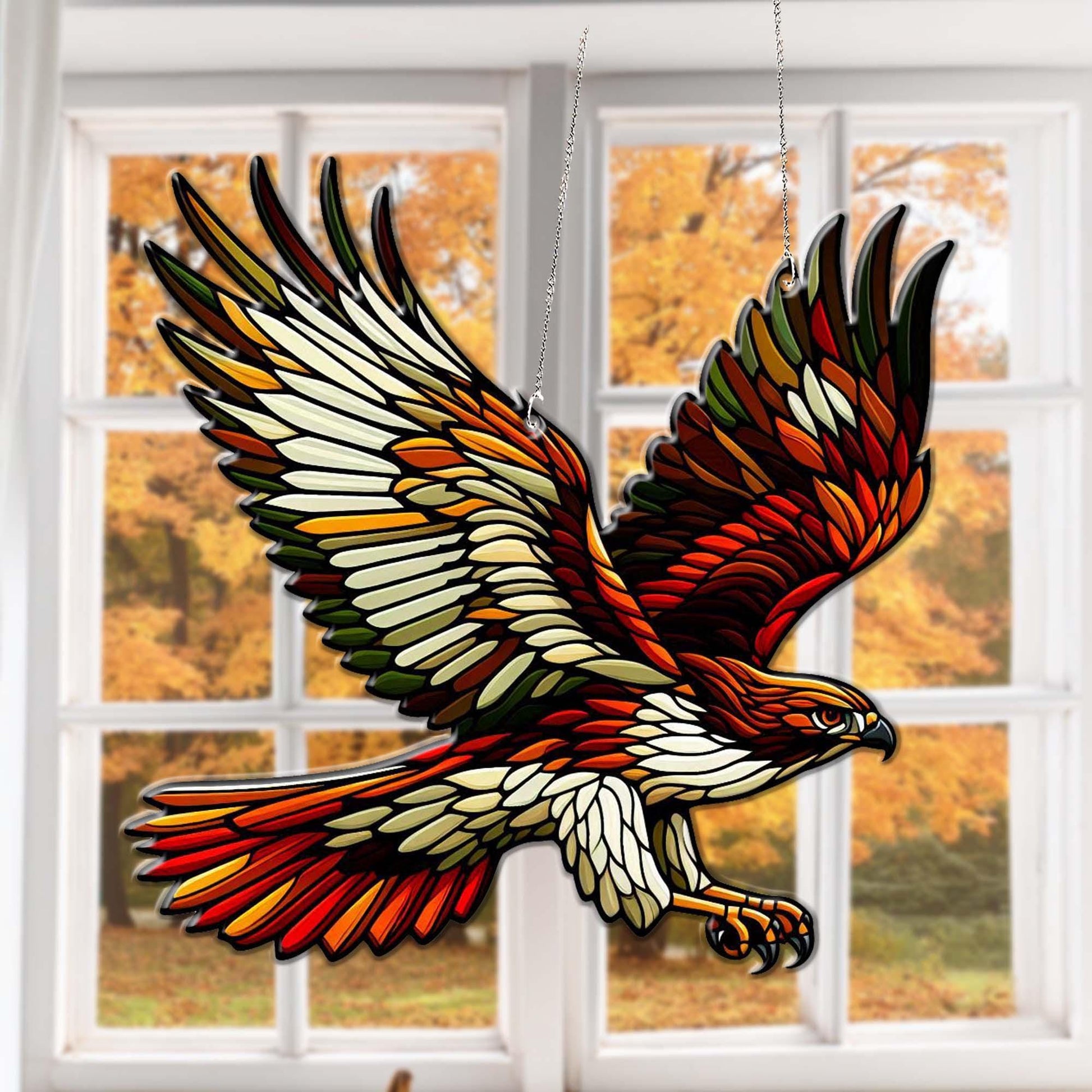 Flying Red-Tailed Hawk ACRYLLIC Window Hanging, Fyling Bird Decor, Bird Nerd, Bird Watching Decor, Bird Lover Gift, Bird Nerd, Window Decor