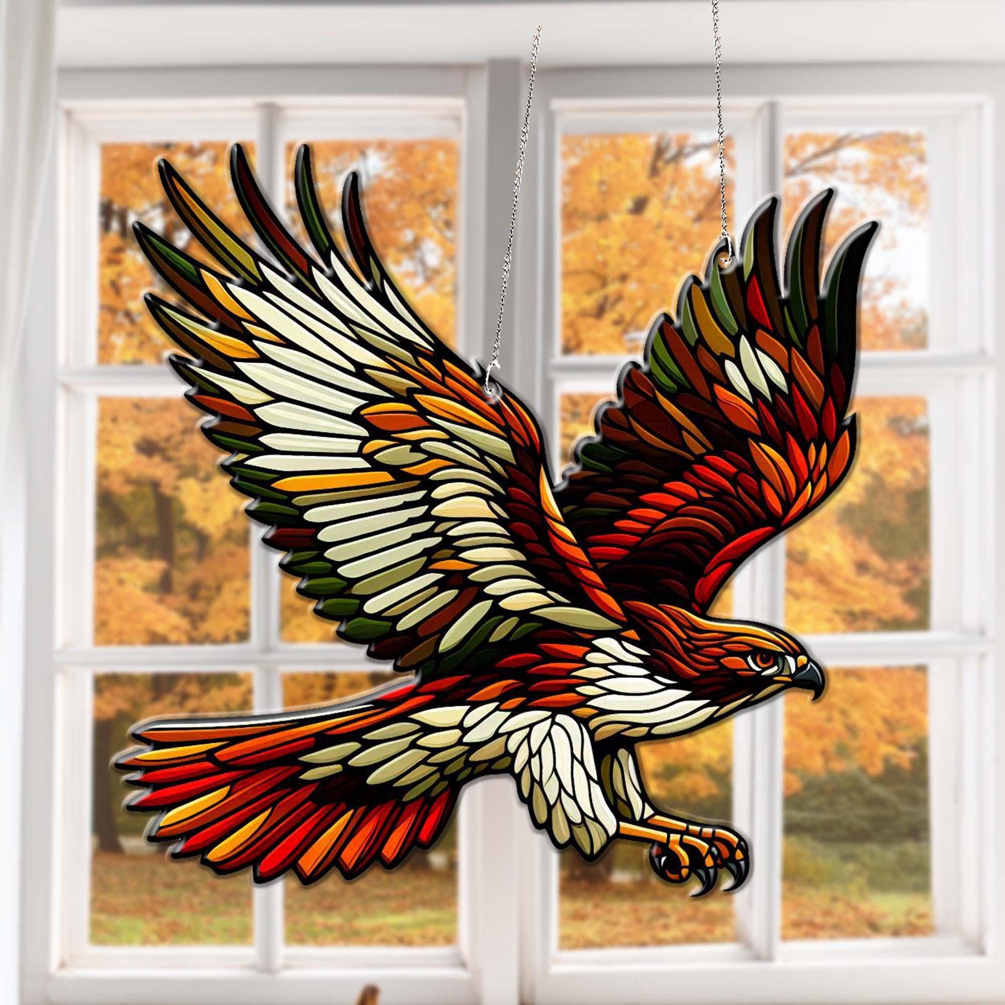 Flying Red-Tailed Hawk ACRYLLIC Window Hanging, Fyling Bird Decor, Bird Nerd, Bird Watching Decor, Bird Lover Gift, Bird Nerd, Window Decor