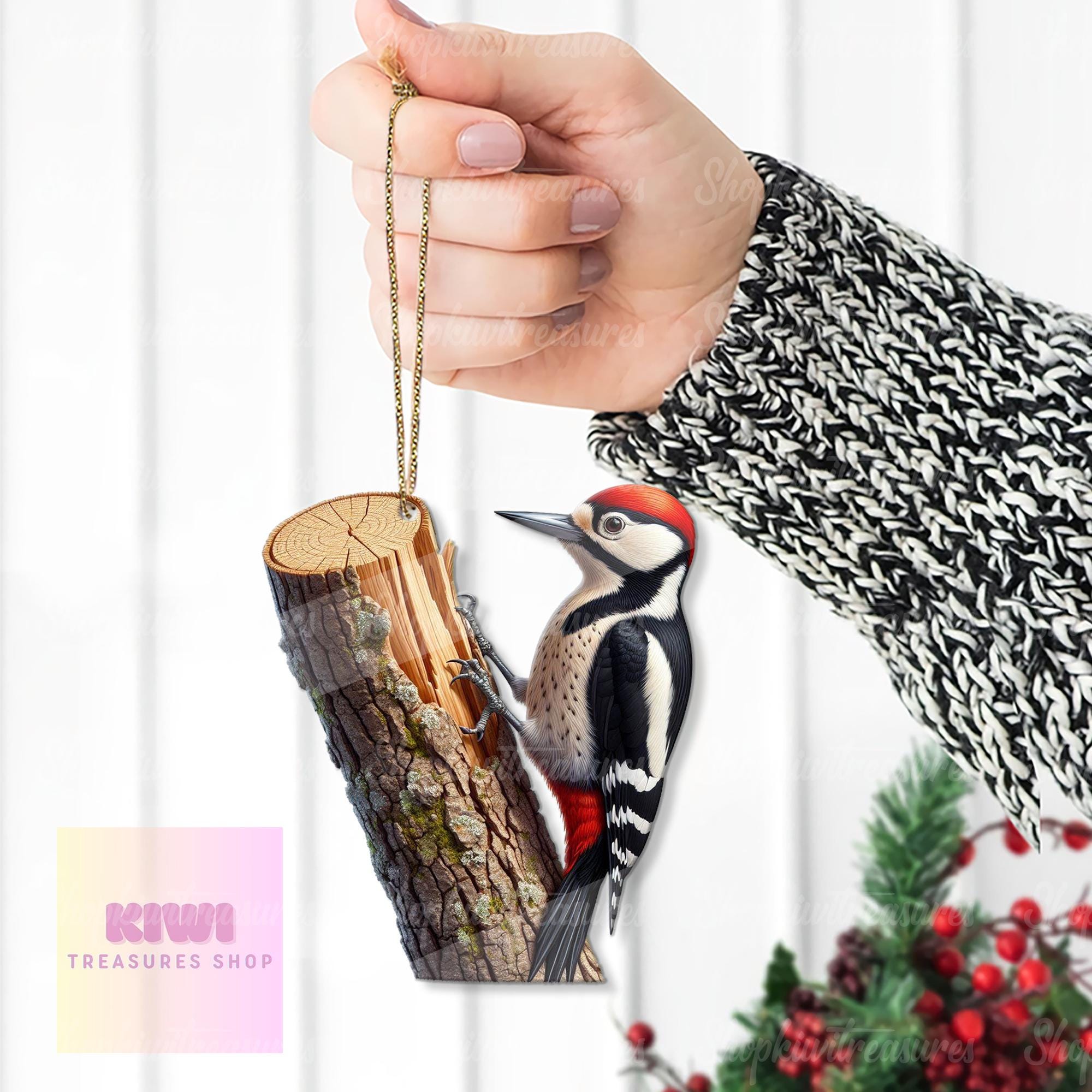 Woodpecker Ornament, 2D Flat Ornament, Perfect gift for bird nerd, Woodpeck lover gift, Funny bird ornament, gift for dad