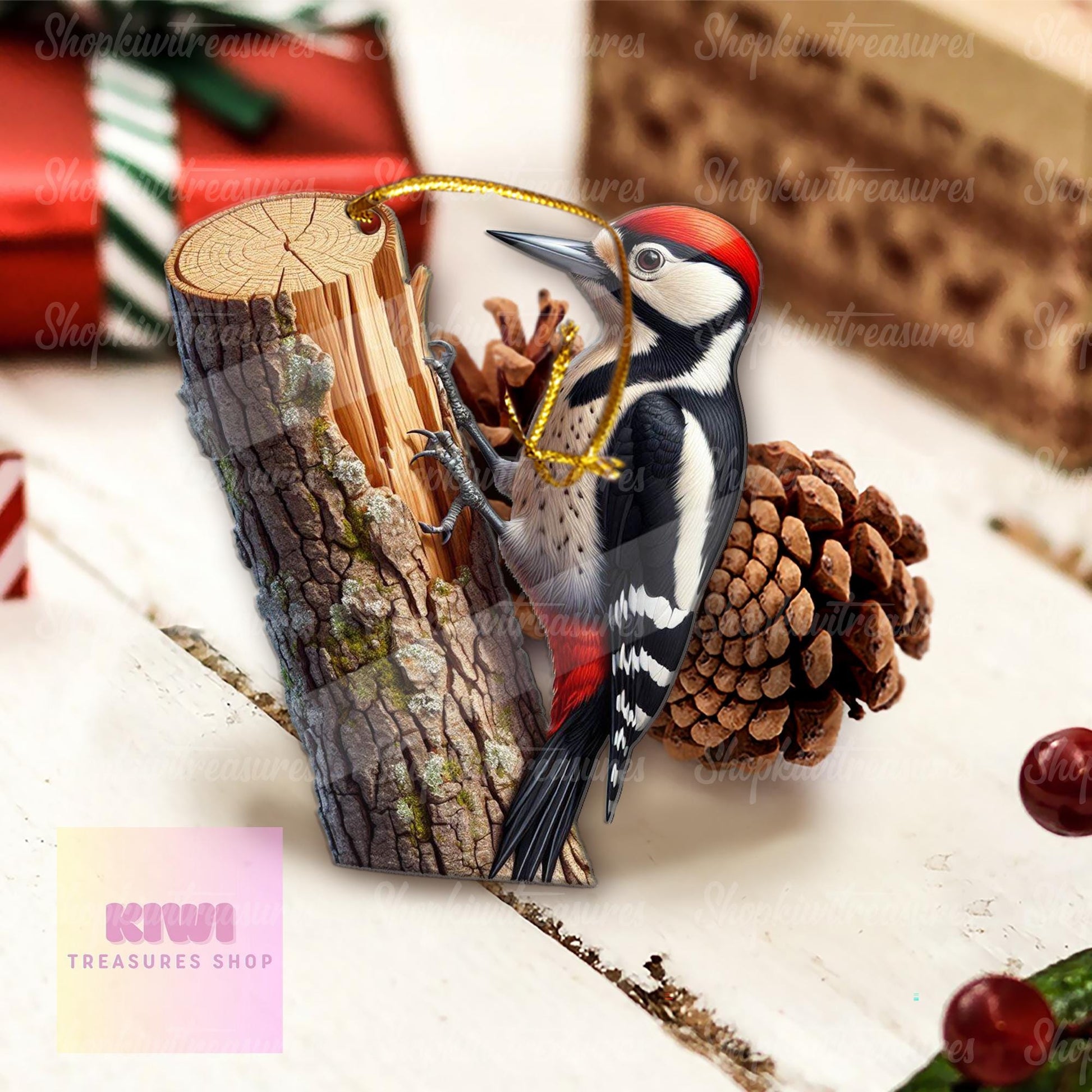 Woodpecker Ornament, 2D Flat Ornament, Perfect gift for bird nerd, Woodpeck lover gift, Funny bird ornament, gift for dad