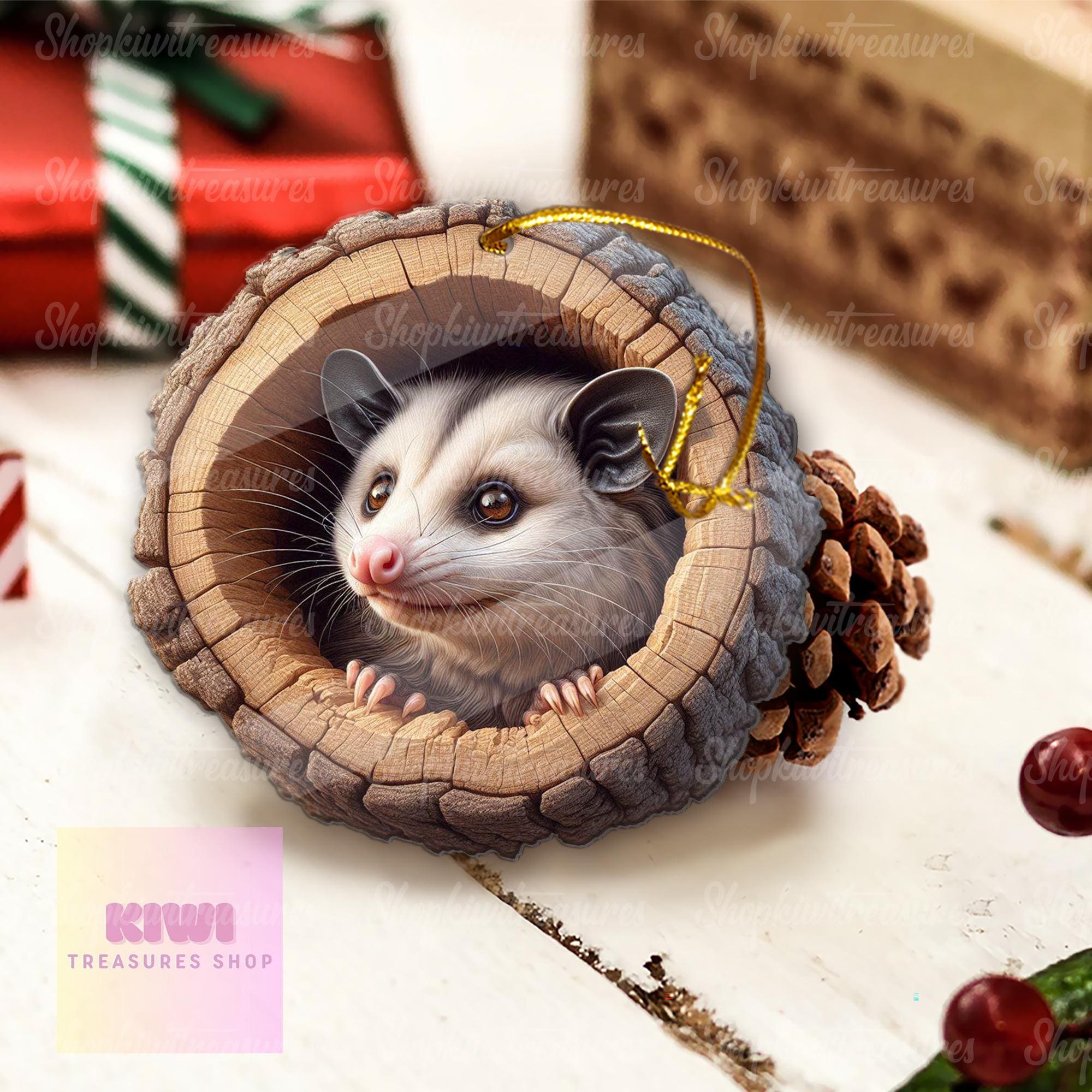 Opossum Ornament, 2D Flat Ornament, Perfect gift for opossum lover, Cute opossum, opossum lover gift, opossum Christmas decor