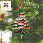 Fishing Merry Fishmas 2D FLAT Acrylic Ornament, Personalized Fishing Christmas Ornament, Fishing Ornament, Gift Fishing Lover, Xmas Ornament