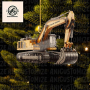 Personalized Excavator Heavy Equipment 2D FLAT Ornament, Truck Excavator Flat Acrylic Christmas Ornament, Christmas Tree Decor, Truck Decor