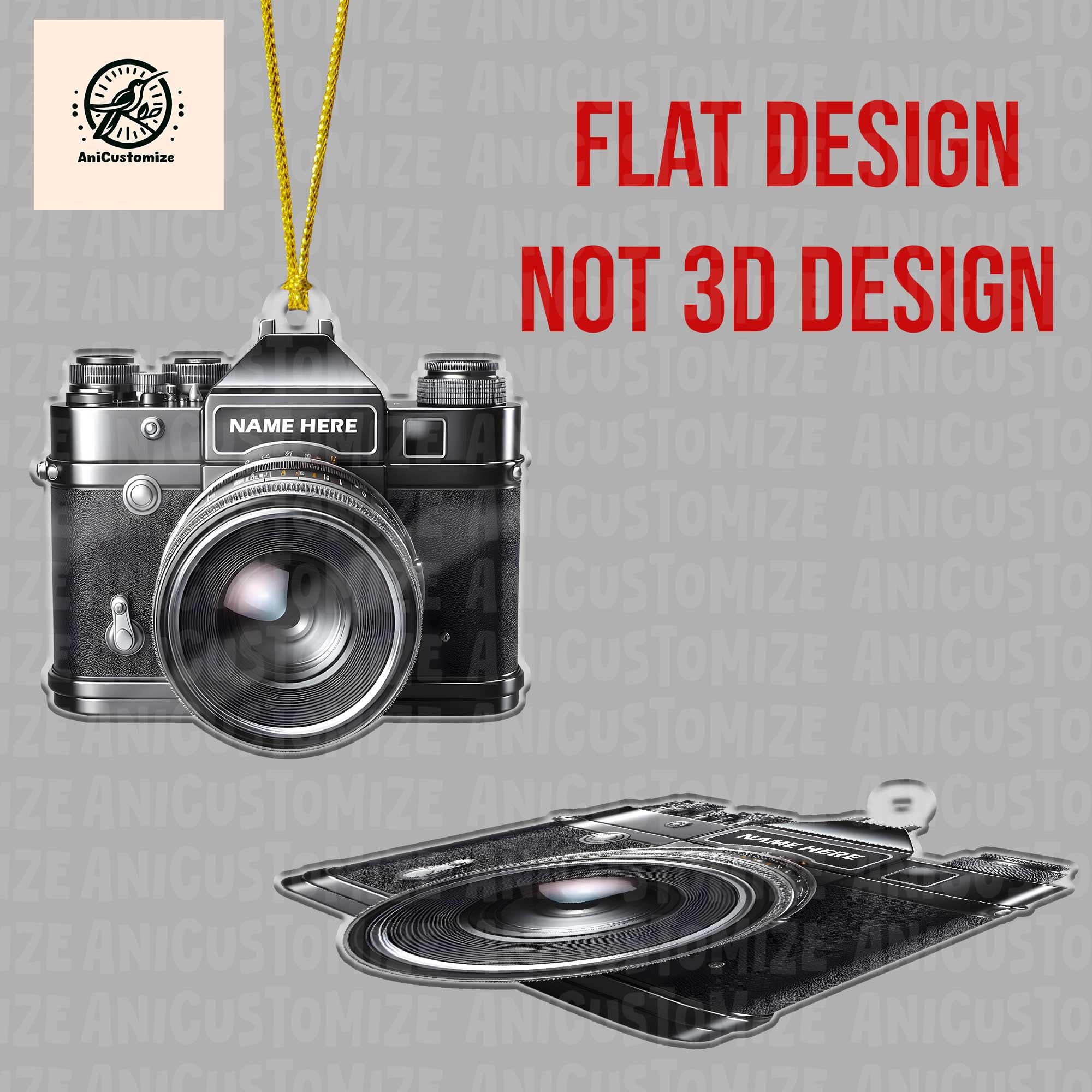 Personalized Camera 2D FLAT Ornament, Camera Ornament, Christmas Ornament Camera Lover Gift, Gift For Photographers, Christmas Tree Decor