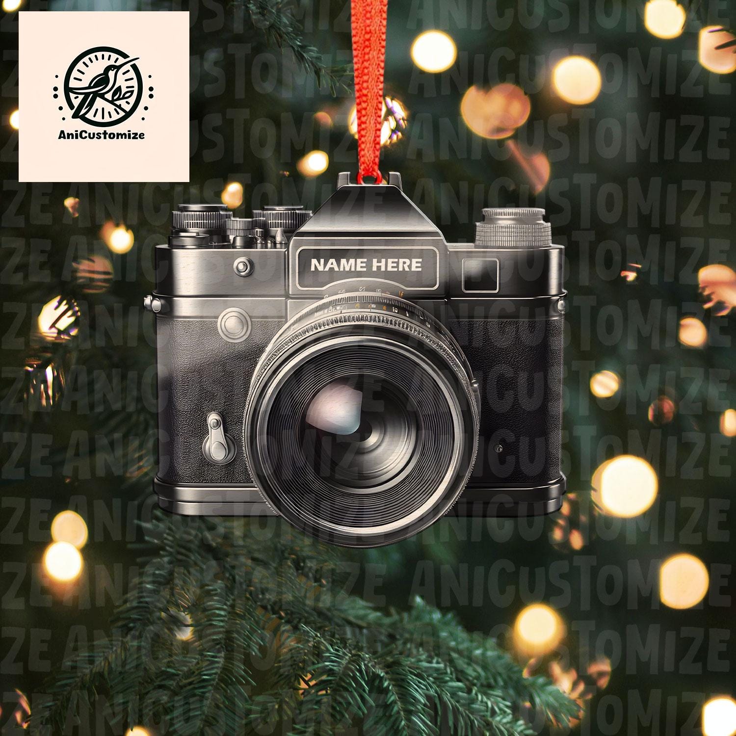 Personalized Camera 2D FLAT Ornament, Camera Ornament, Christmas Ornament Camera Lover Gift, Gift For Photographers, Christmas Tree Decor