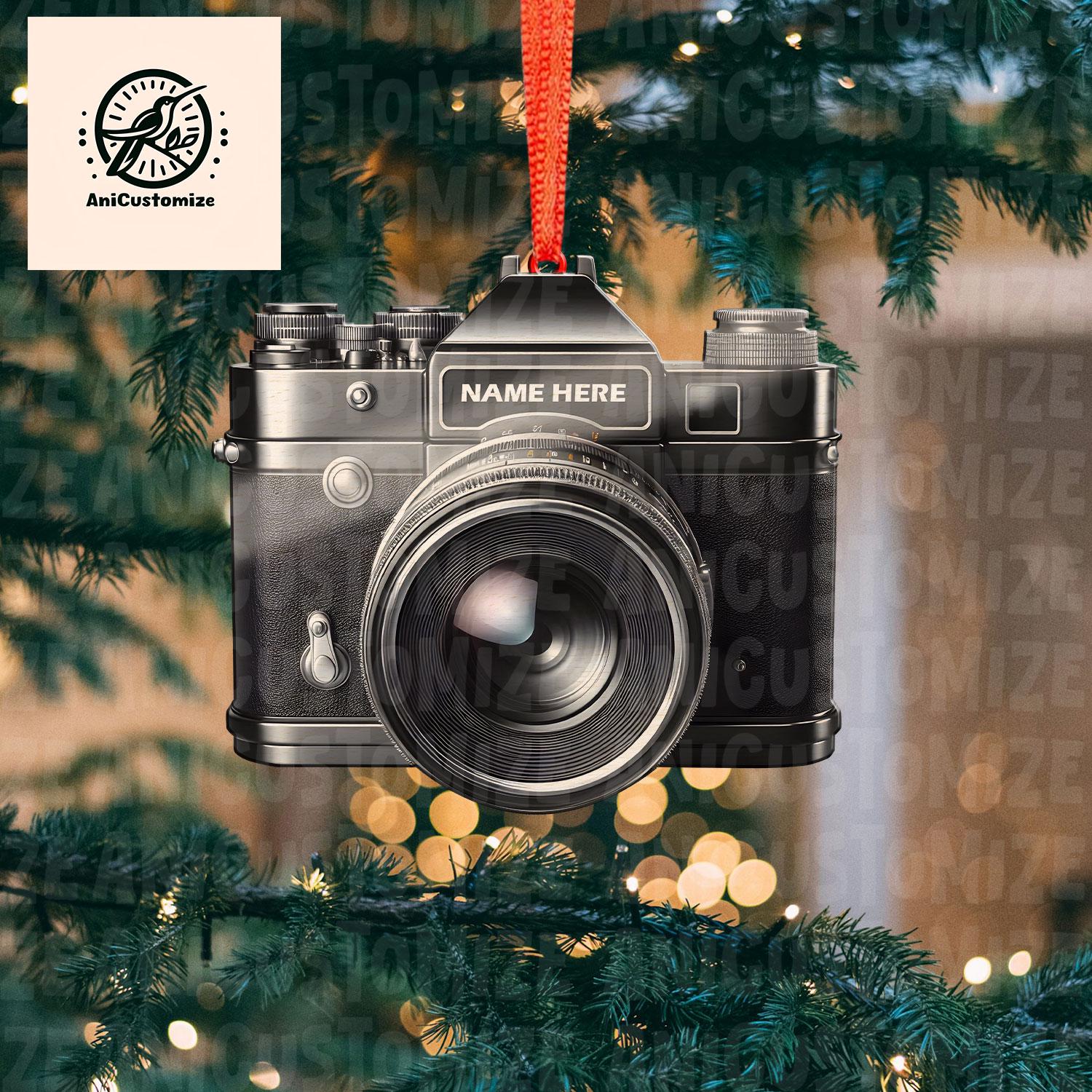 Personalized Camera 2D FLAT Ornament, Camera Ornament, Christmas Ornament Camera Lover Gift, Gift For Photographers, Christmas Tree Decor
