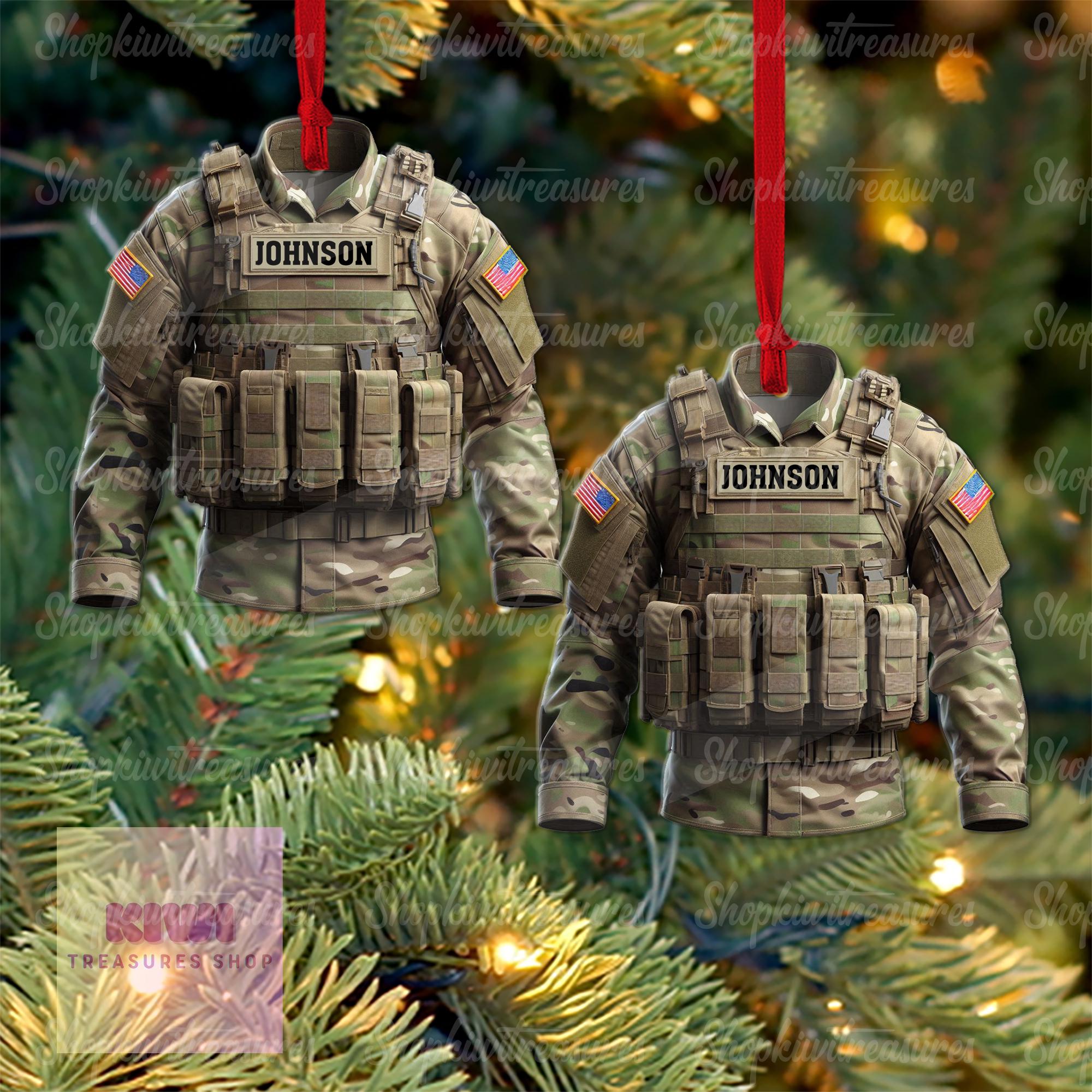 Personalized Army Military Uniform Ornament, 2D Flat Ornament for Army, Gift For Military Dad, Custom Army Uniform