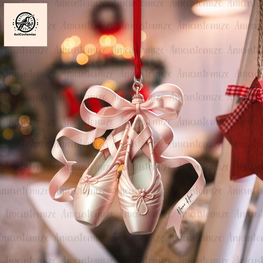 Ballet Shoes Personalized 2D FLAT Christmas Ornament, Ballet Shoes Xmas, Ballet Shoes Flat Ornament, Ballet Ornament, Ballet-dancer Gift