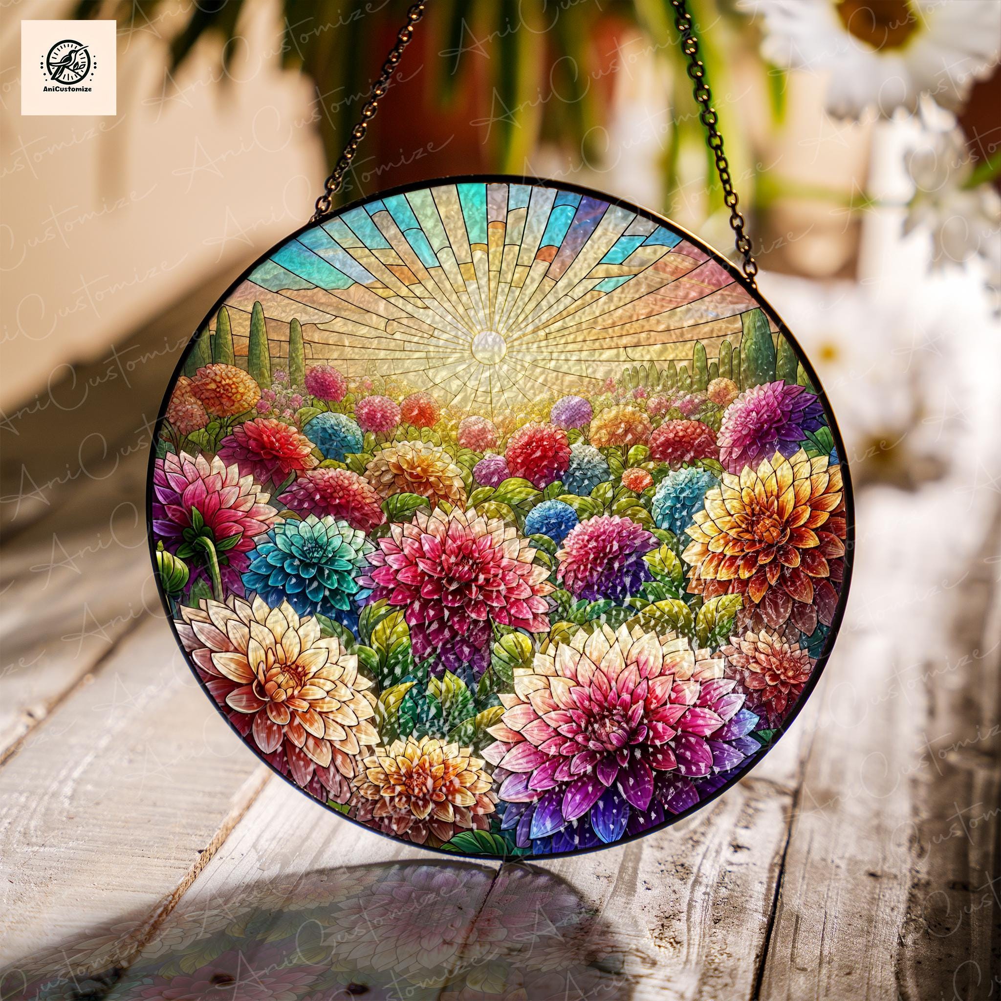 Dahlias Flower Garden GLASS, Flower Lover Decor,Flower Lover Gift, Dahlias Lover Decor, Flower Decor, Yard Decor, Gift For Mom