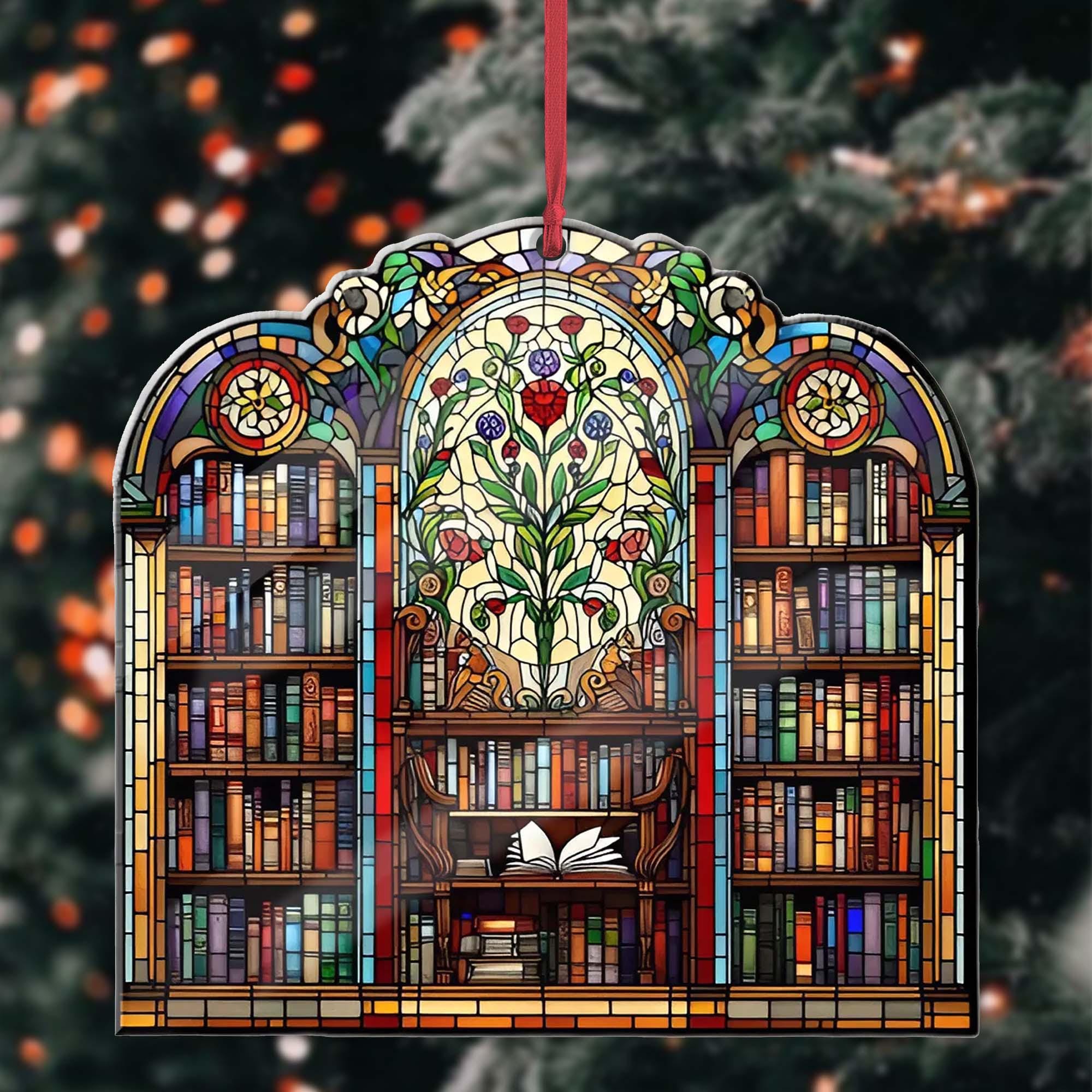 Library Bookshelf Christmas ornament, Book lovers gift, Librarian gift, Christmas hanging, Perfect gift for Teacher, Book nerd gift