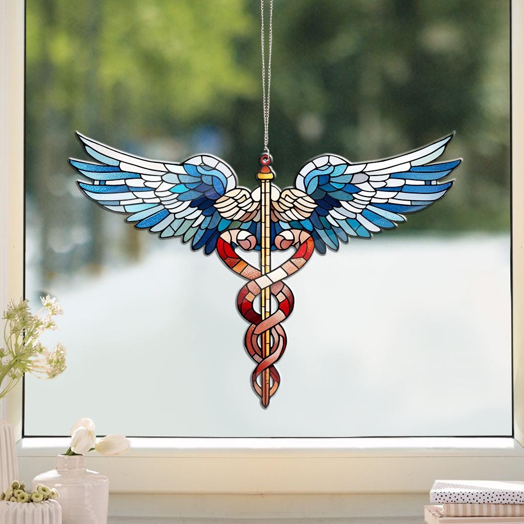 Caduceus ACRYLIC Window Hanging, Er nurse gift, Medical student Gift, Nurse unique idea gift, Medical professional gift, office decor