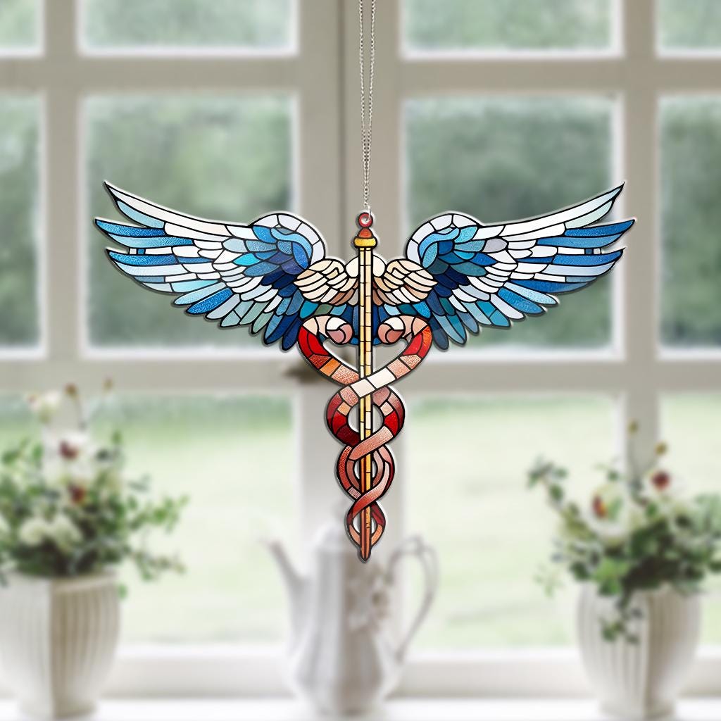 Caduceus ACRYLIC Window Hanging, Er nurse gift, Medical student Gift, Nurse unique idea gift, Medical professional gift, office decor