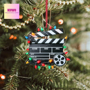 Film Clapboard Xmas Ornament, 2d Flat ornament, Christmas decor, Movie Clapperboard Theater Decor, Film Gift, christmas keepsake