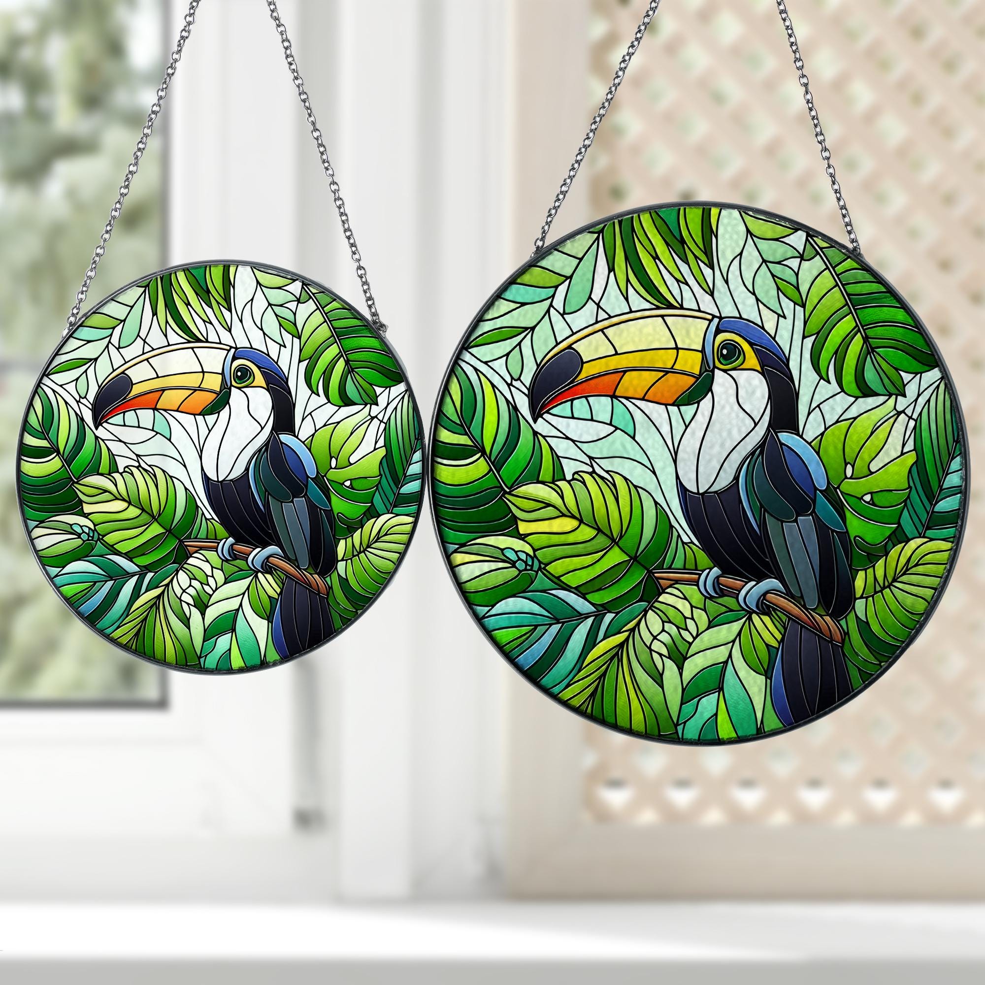 Tropical Toucan Bird GLASS Window Hanging, Bird Window hanging, Toucan Bird ornament, Bird Suncatcher, Toucan bird lover