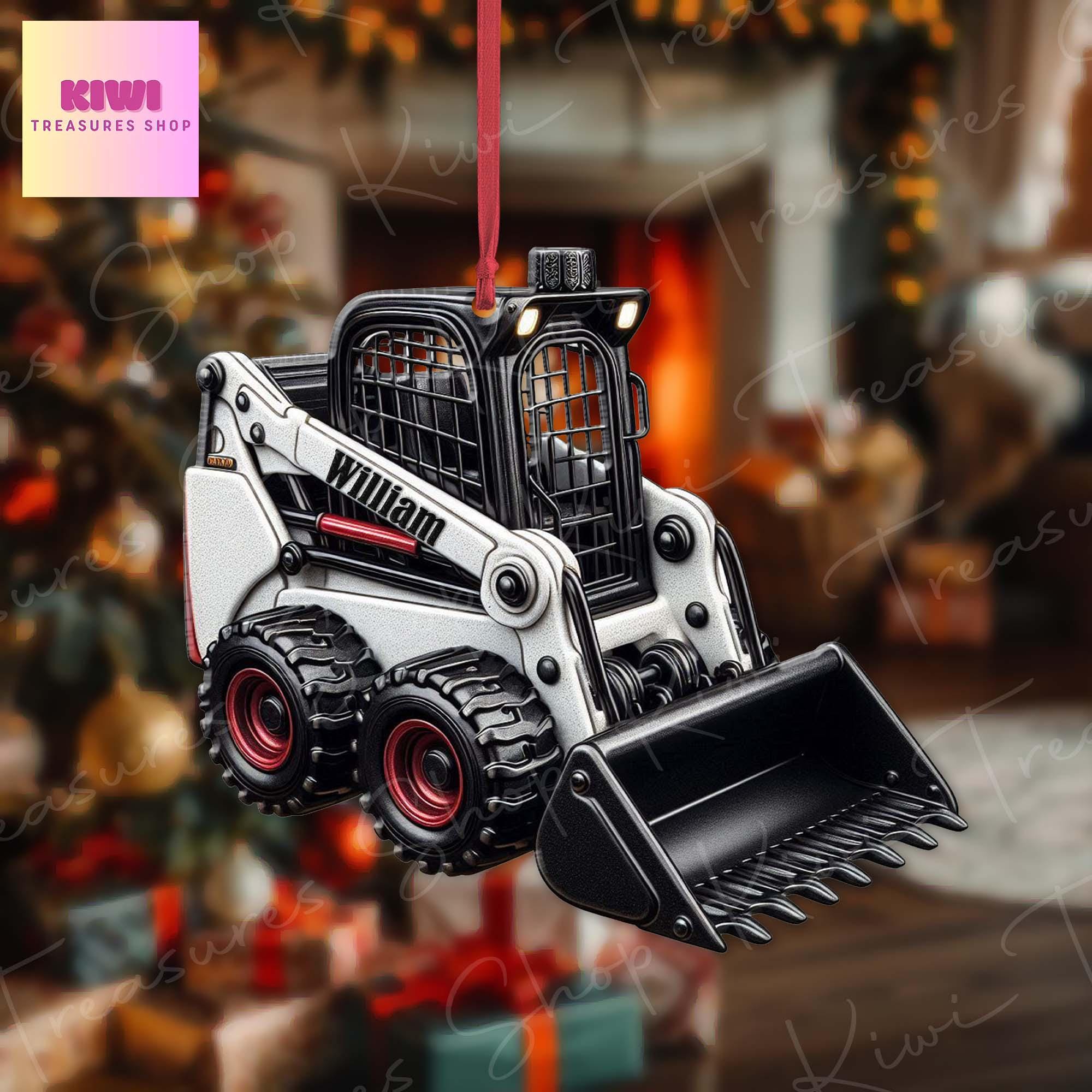 Personalized Skid Steer Loader Xmas Ornament, 2d Flat excavator ornament, Christmas decor, Christmas keepsake, trucker ornament, truck car