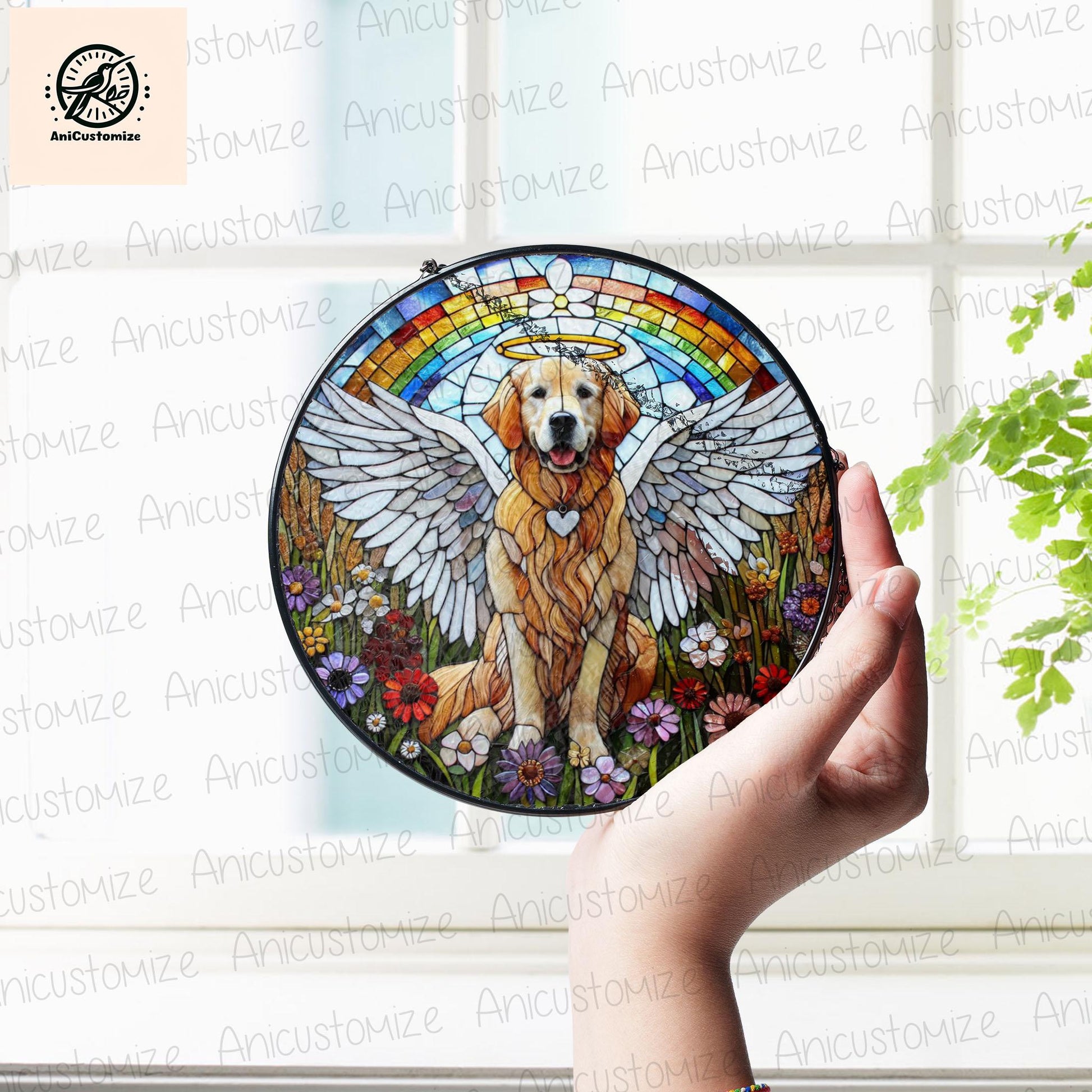 Angel Golden Retriever GLASS Decor, Golden Retriever memorial Decor, Golden Retriever Mom Decor, Dog Mom Gift, Sympathy Gift,Dog Lover