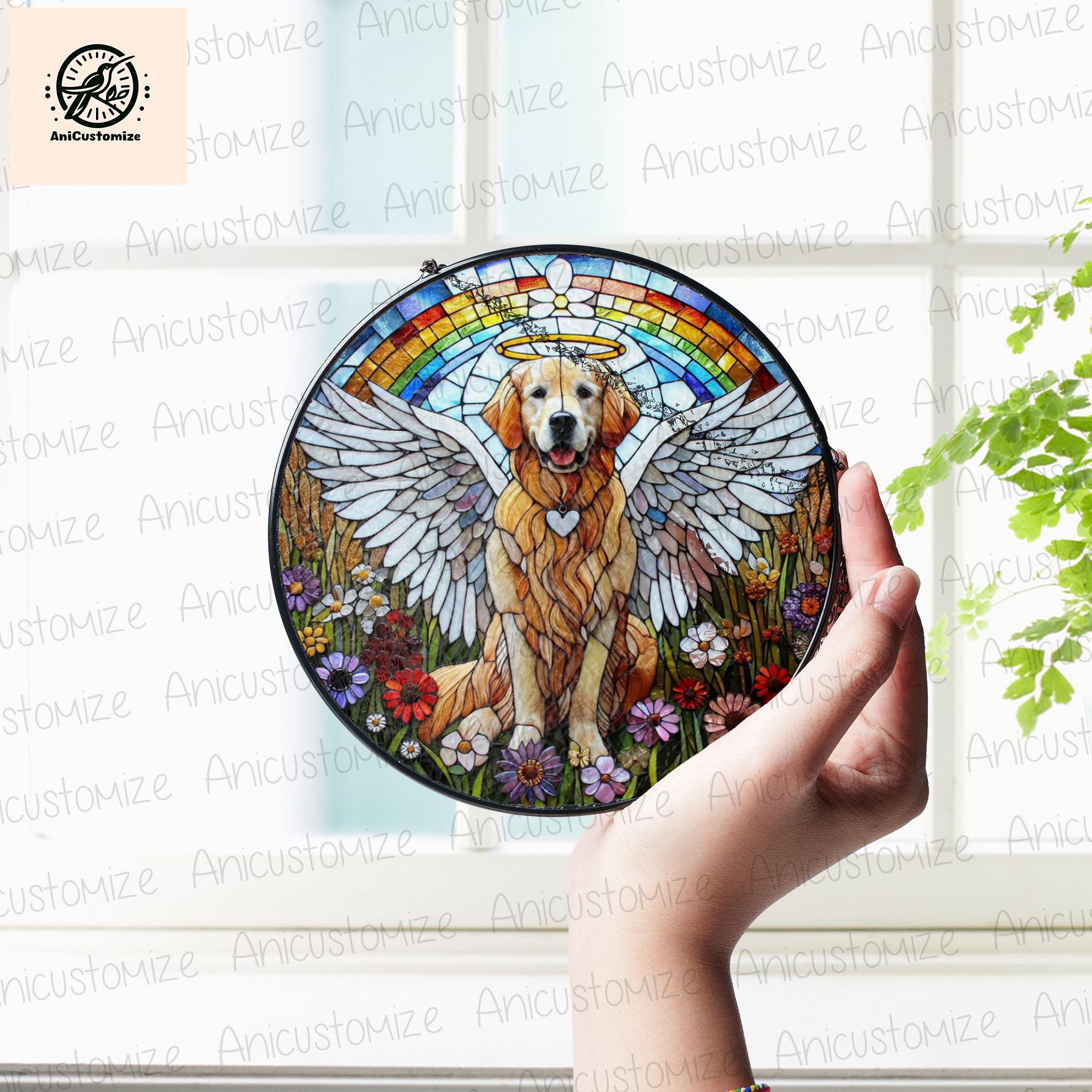 Angel Golden Retriever GLASS Decor, Golden Retriever memorial Decor, Golden Retriever Mom Decor, Dog Mom Gift, Sympathy Gift,Dog Lover