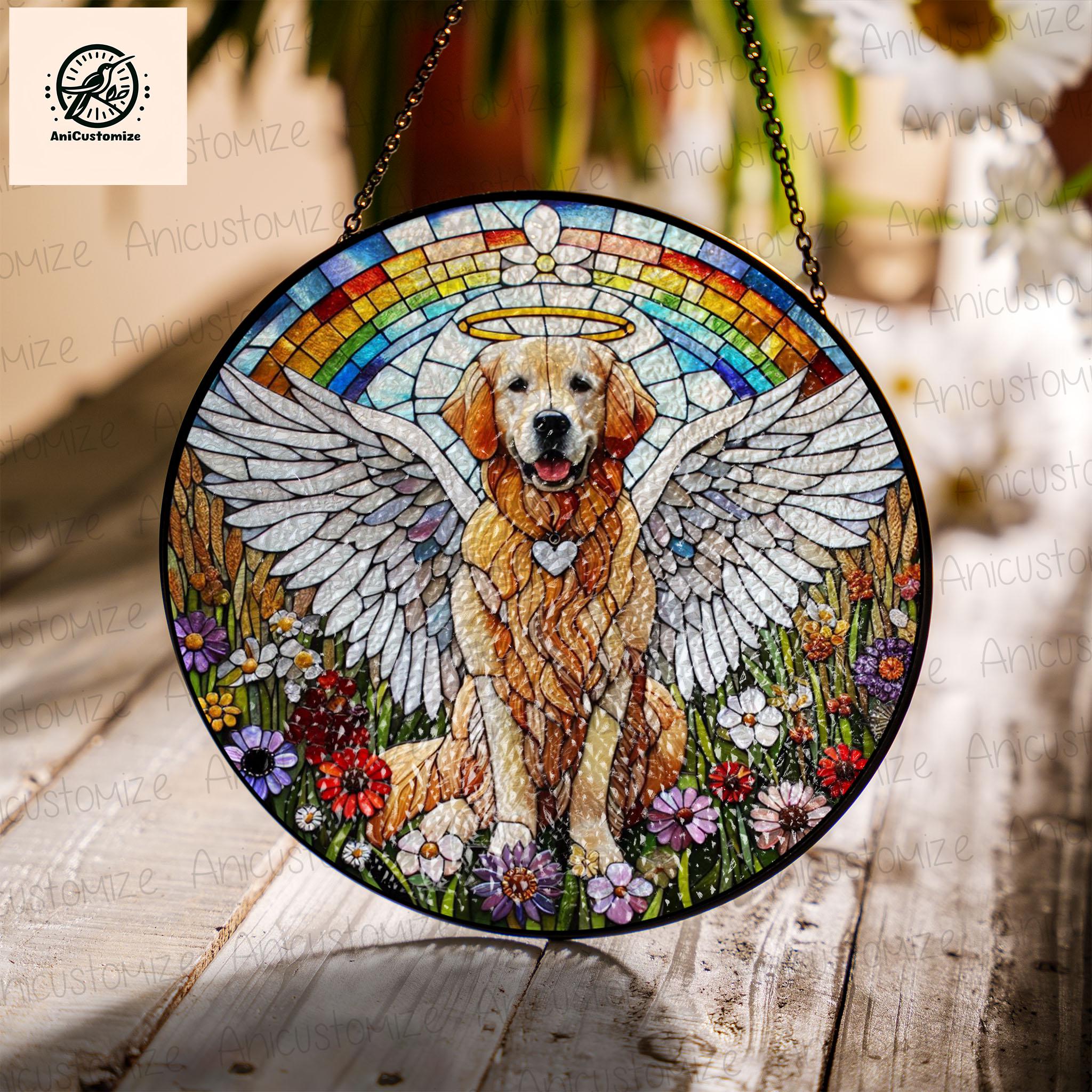 Angel Golden Retriever GLASS Decor, Golden Retriever memorial Decor, Golden Retriever Mom Decor, Dog Mom Gift, Sympathy Gift,Dog Lover