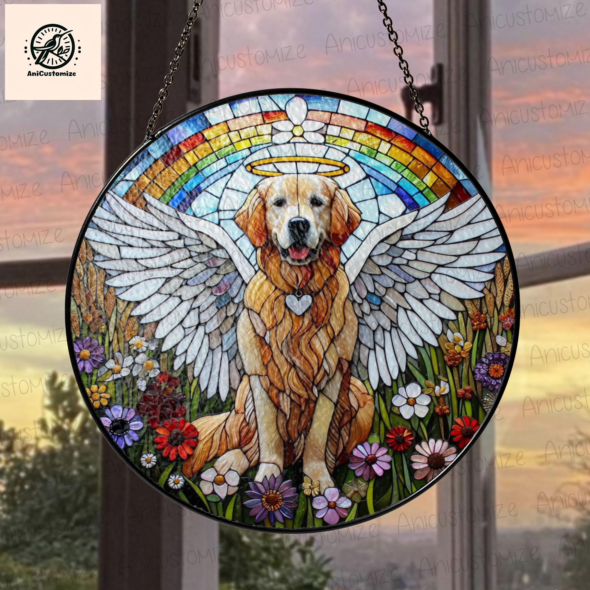 Angel Golden Retriever GLASS Decor, Golden Retriever memorial Decor, Golden Retriever Mom Decor, Dog Mom Gift, Sympathy Gift,Dog Lover